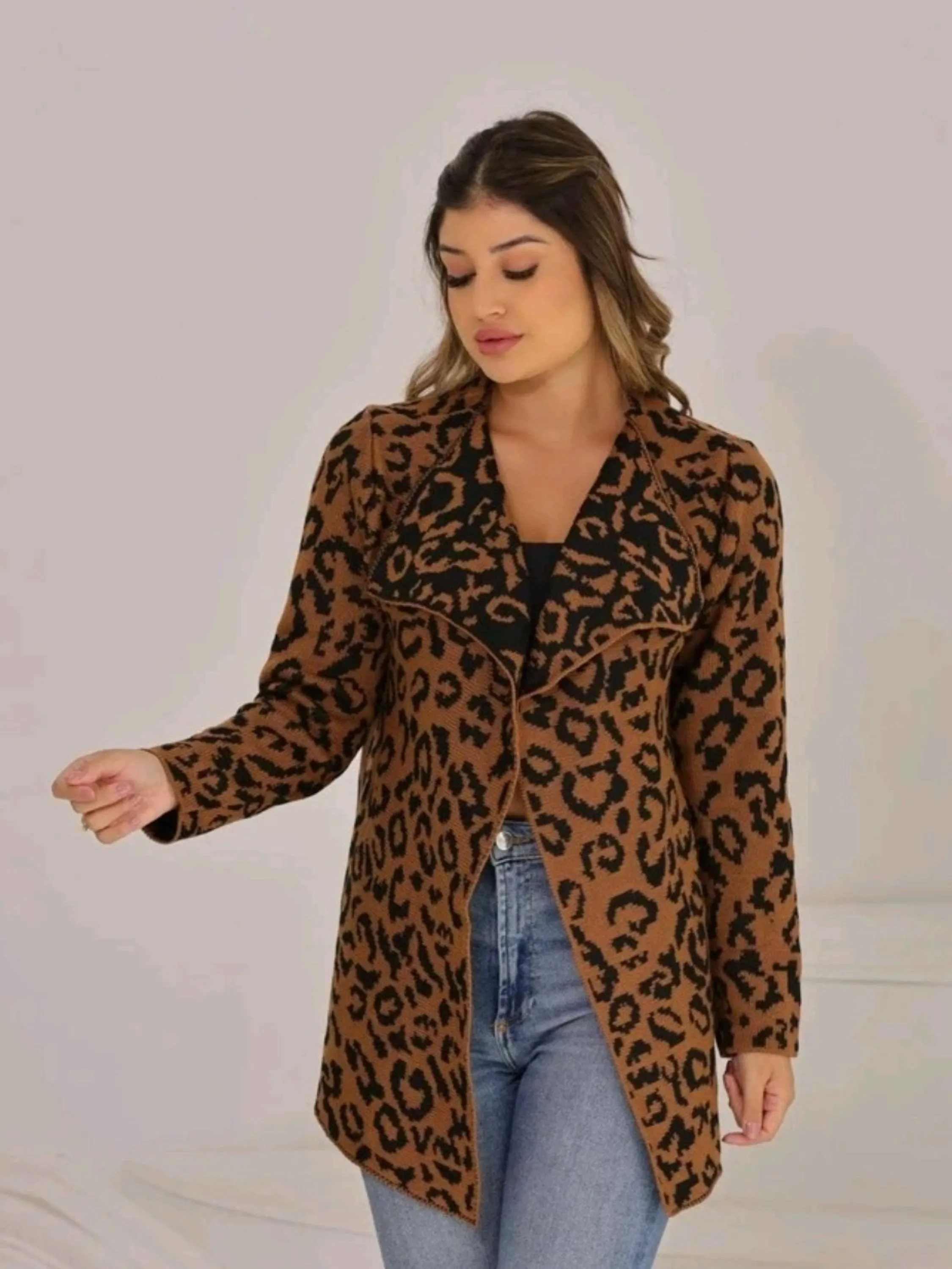 PROMOÇÃO KIMONO CARDIGAN FEMININO TRICOT XADREZ LONGO FRIO INVERNO