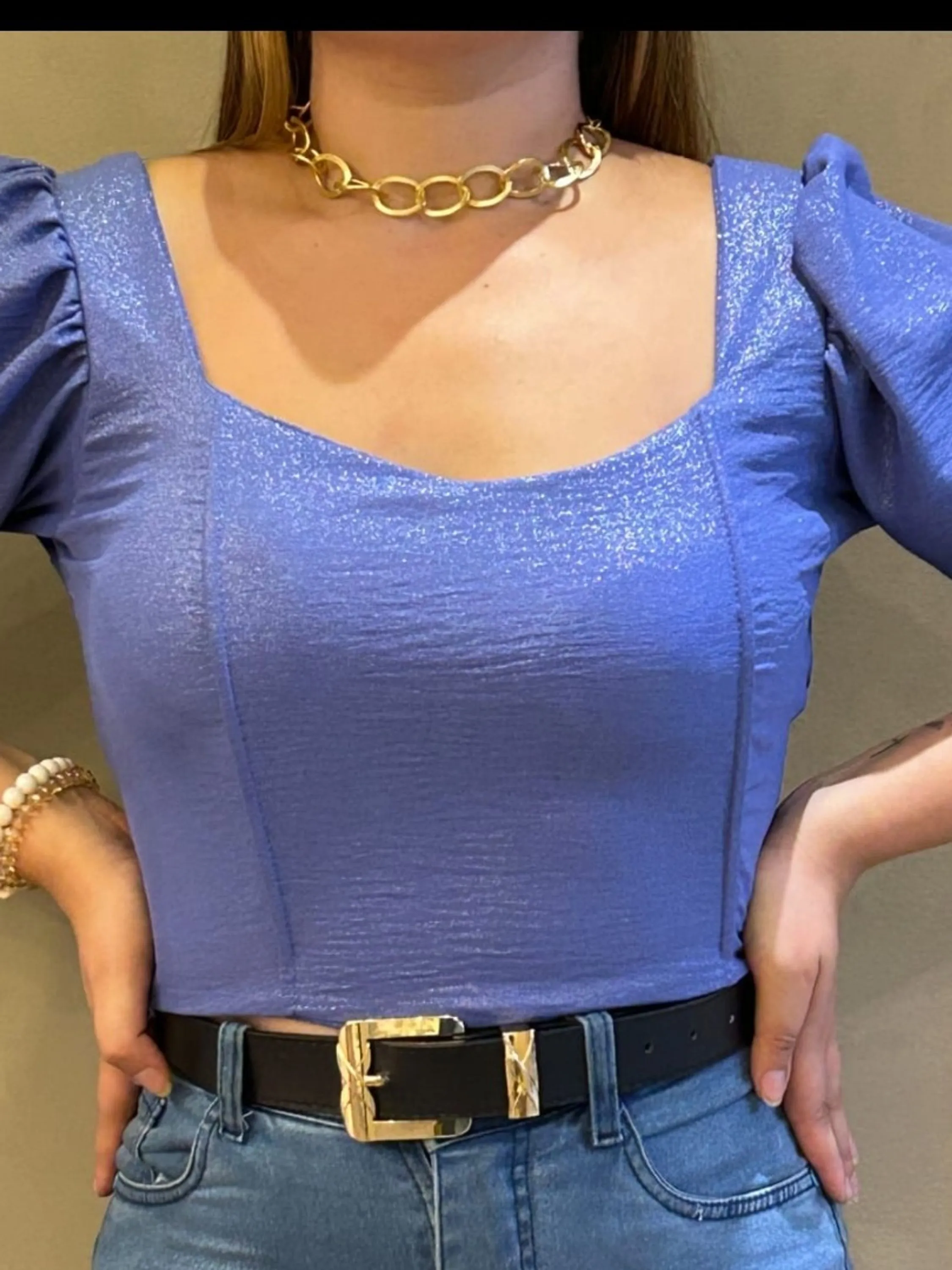 Cropped Lurex com Bojo