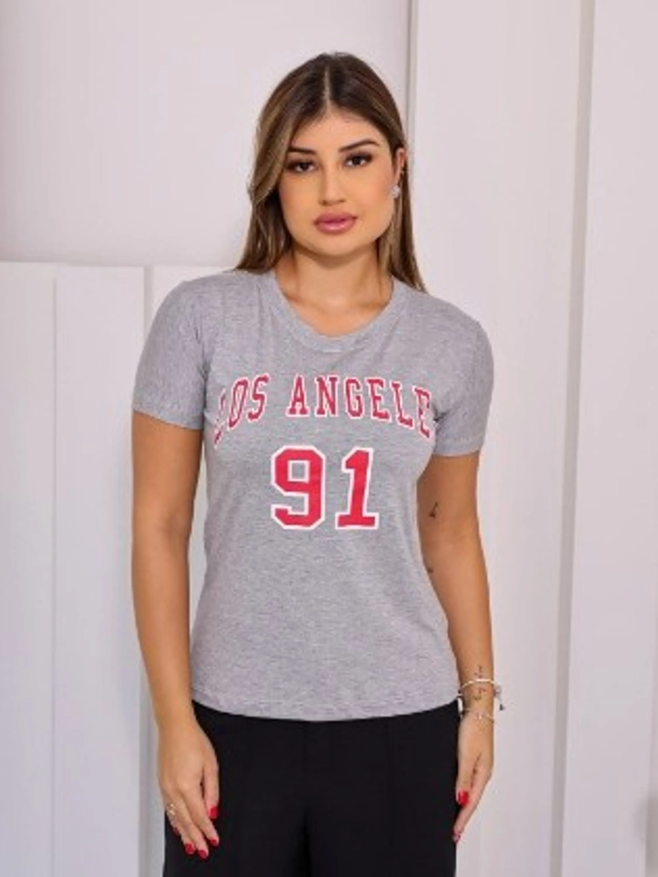 Blusa tshirt estampa Los Angeles viscolycra