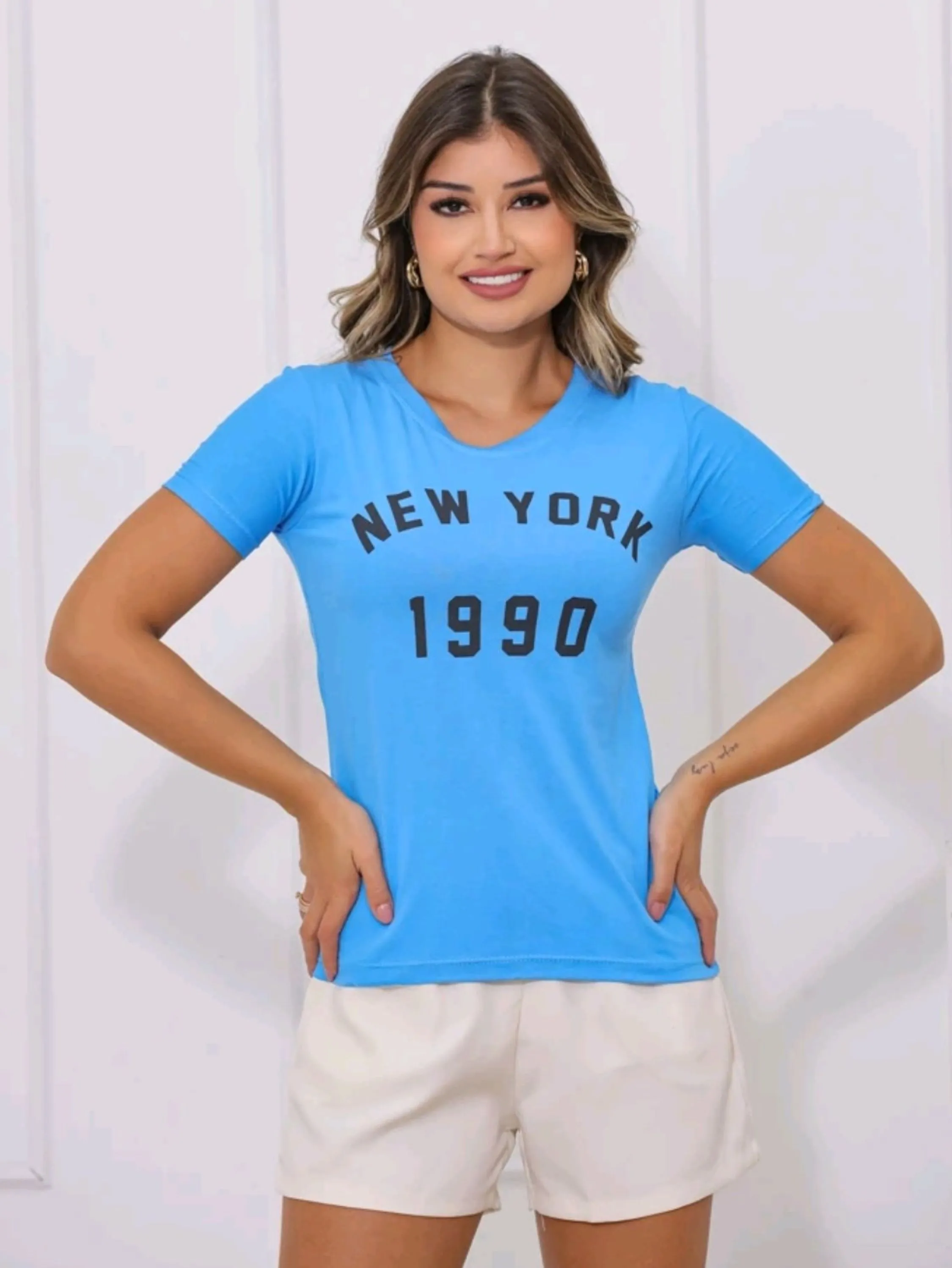 Blusa Tshirt Com Letra New York 1990