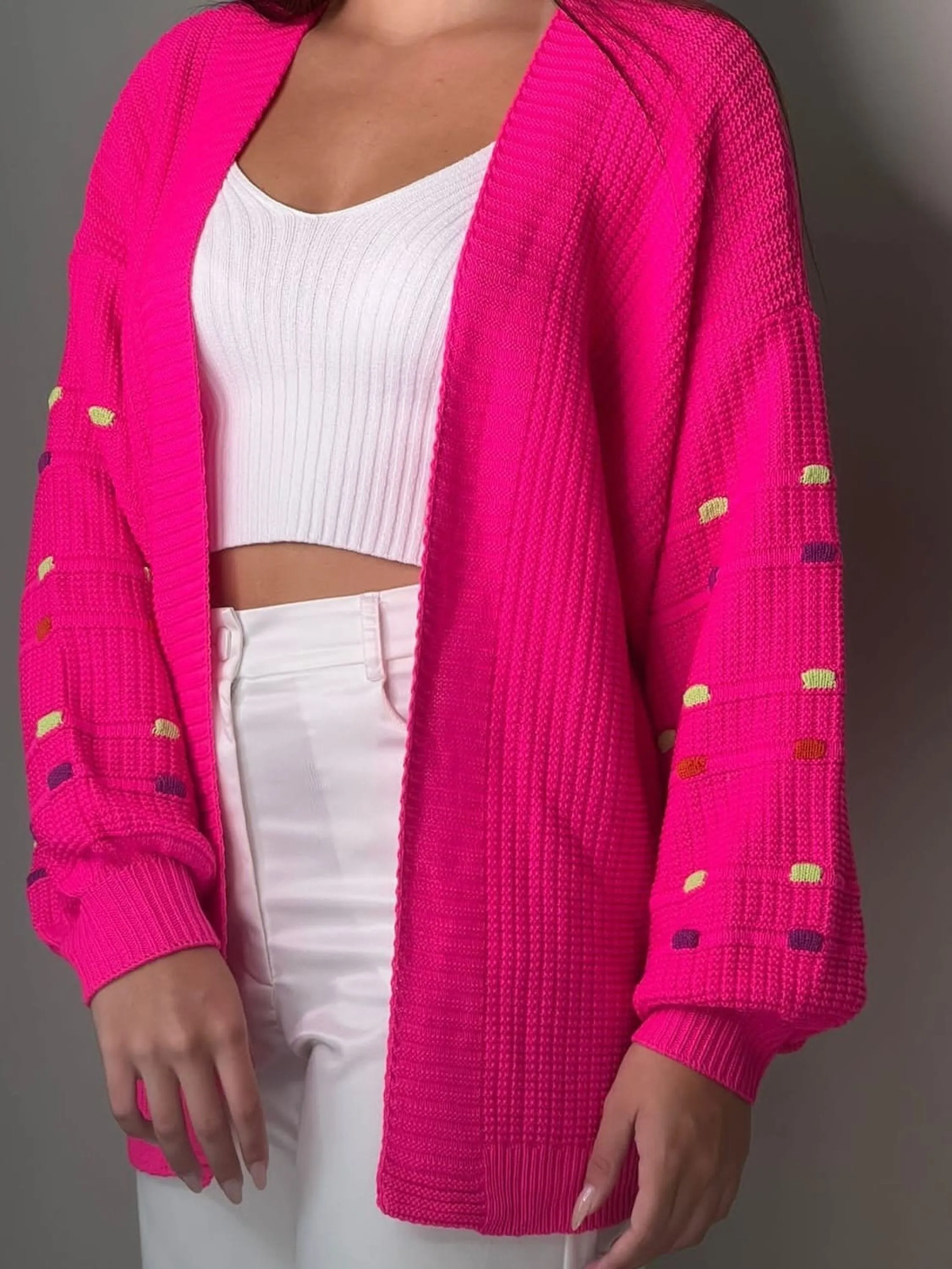 Cardigan Detalhes Bolinha