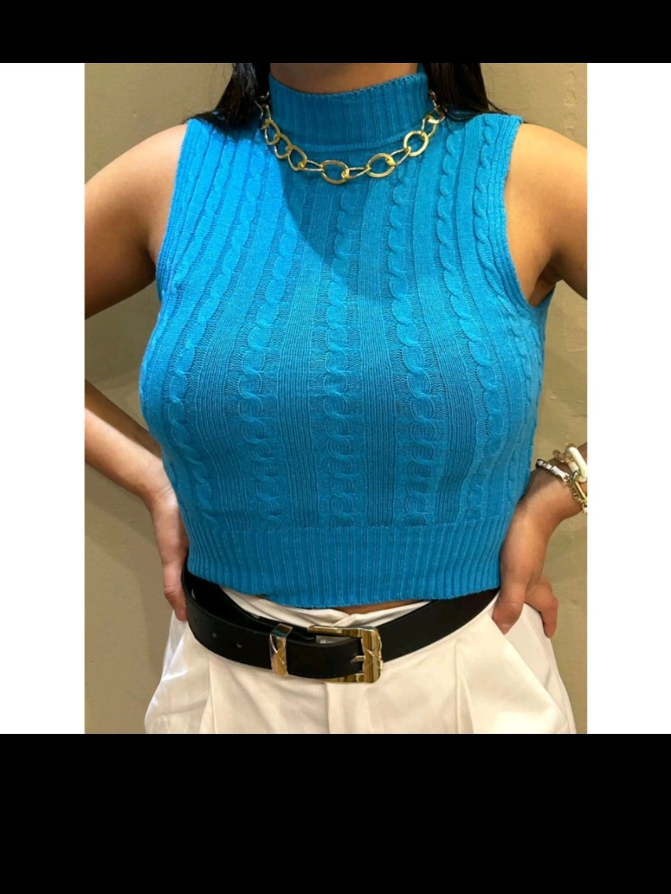 Blusa modal regata com detalhes de trança