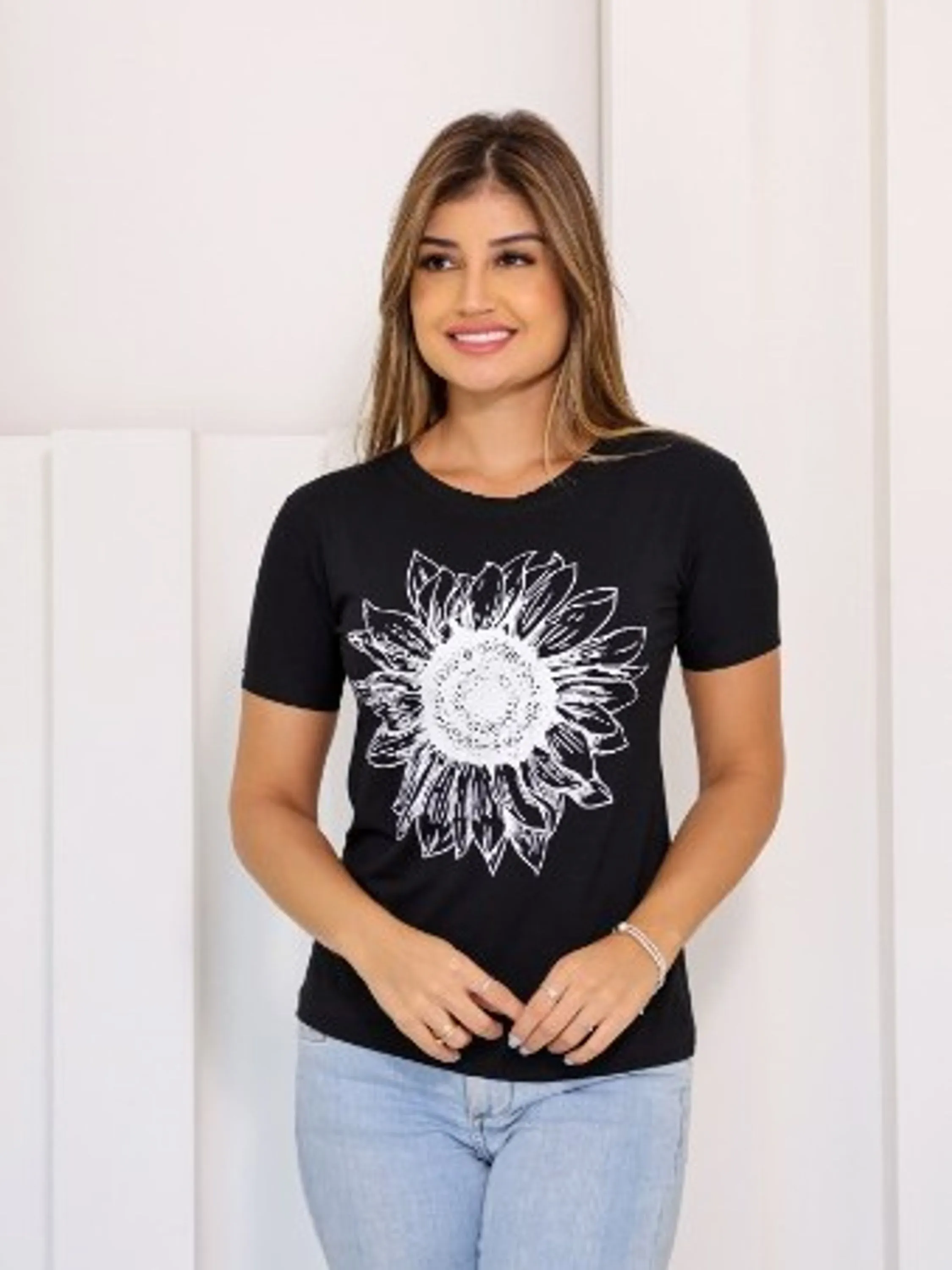 Novidade tshirt estampa girassol