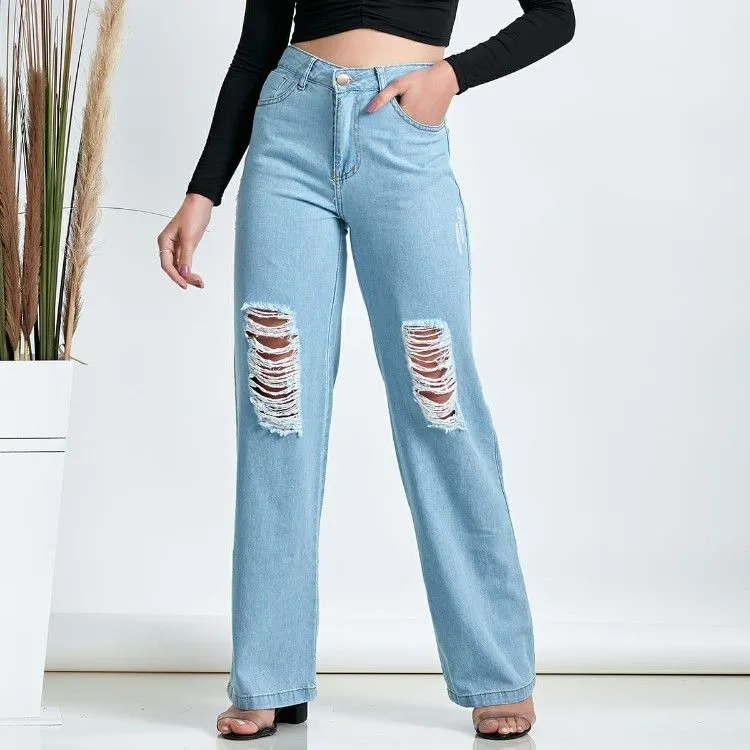 Calça jeans feminina WID leg