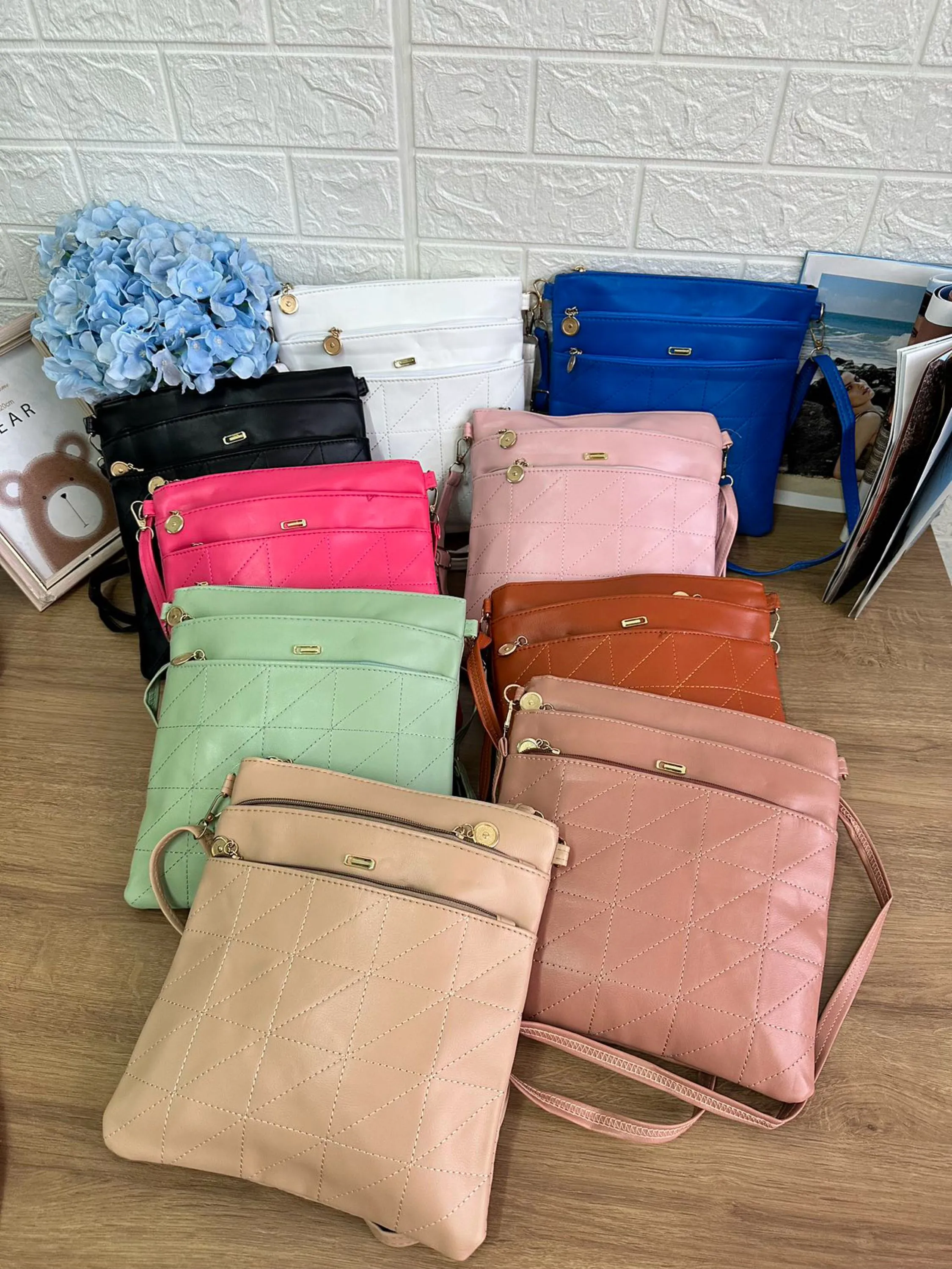 Bolsa feminina transversal 4ziper