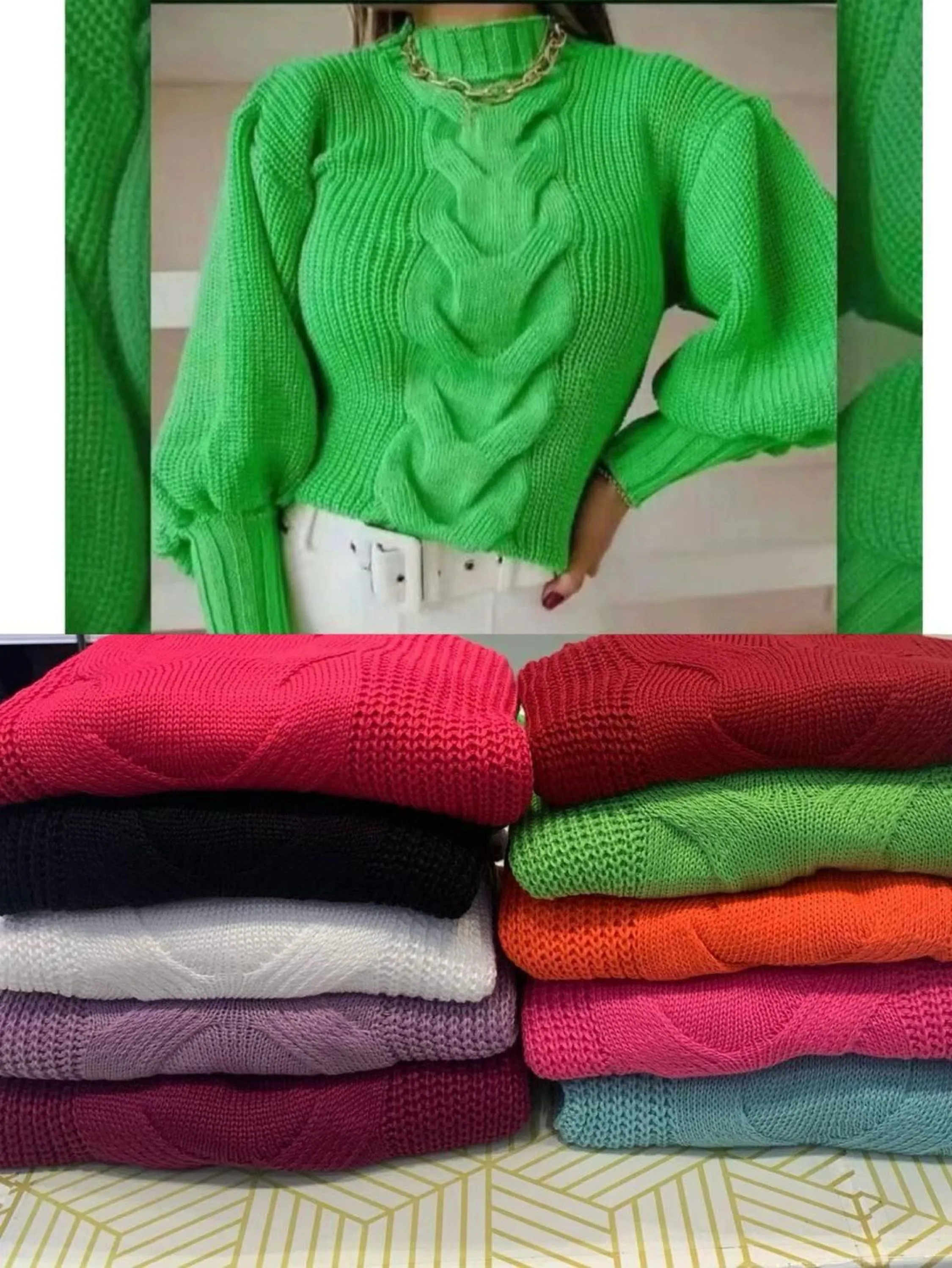 Blusa trança única tricot manga longa