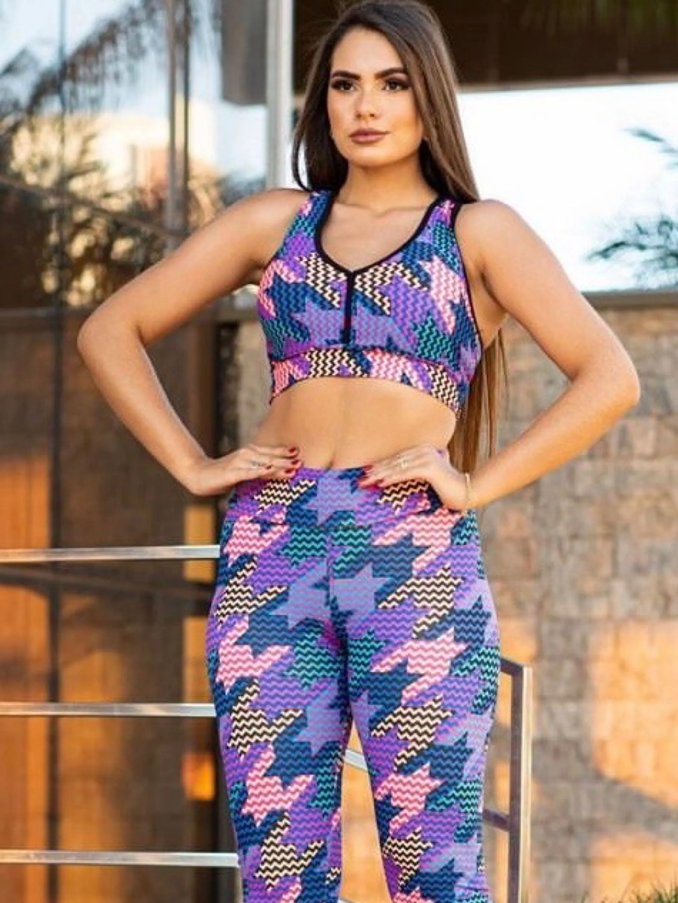 Conjunto de academia calça leggin e top no suplex premium