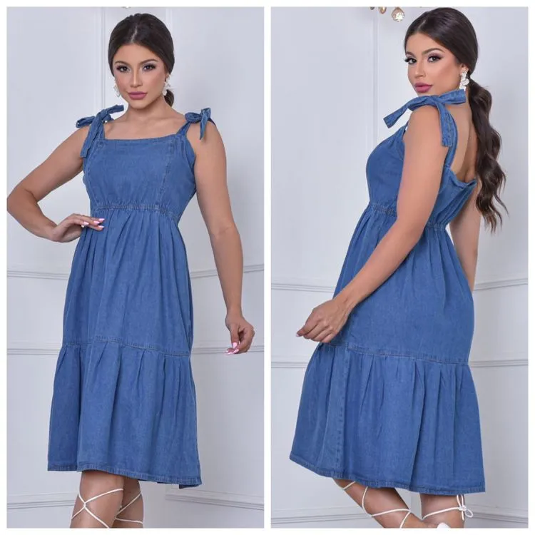 Vestido Jeans Midi Evangélico Premium