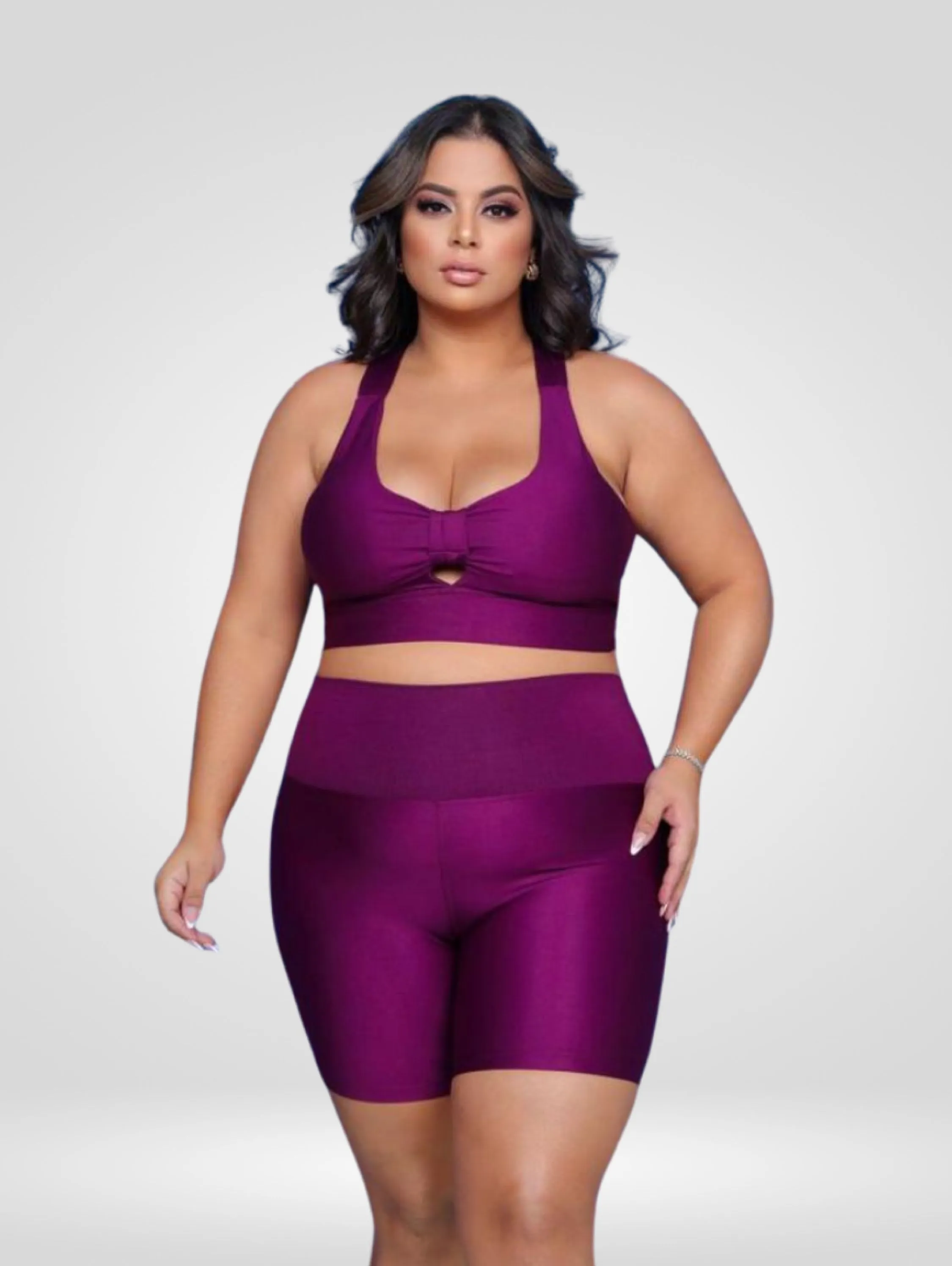 Conjunto feminino plus size de academia cós alto premium