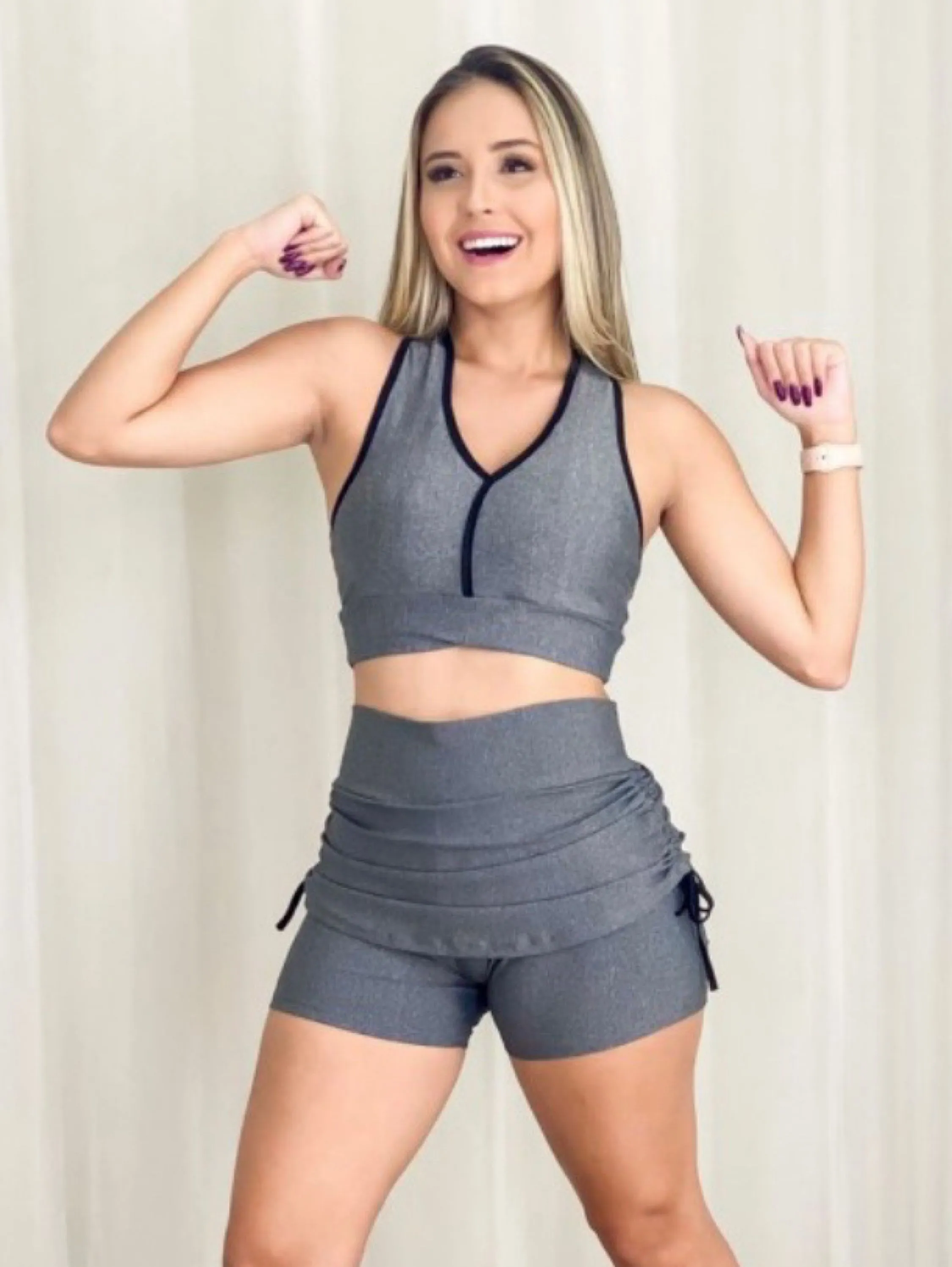 Conjunto feminino short saia cordinha e top modinha zumba