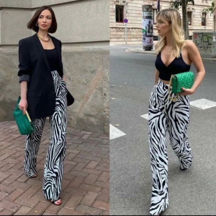 Calça pantalona de zebra