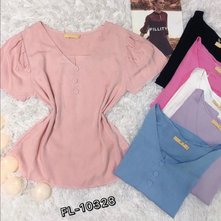Blusa manga curta tecido tipo linho 10328