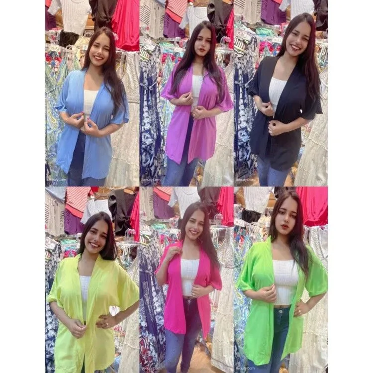 Kimono de viscolinho promoção Flora