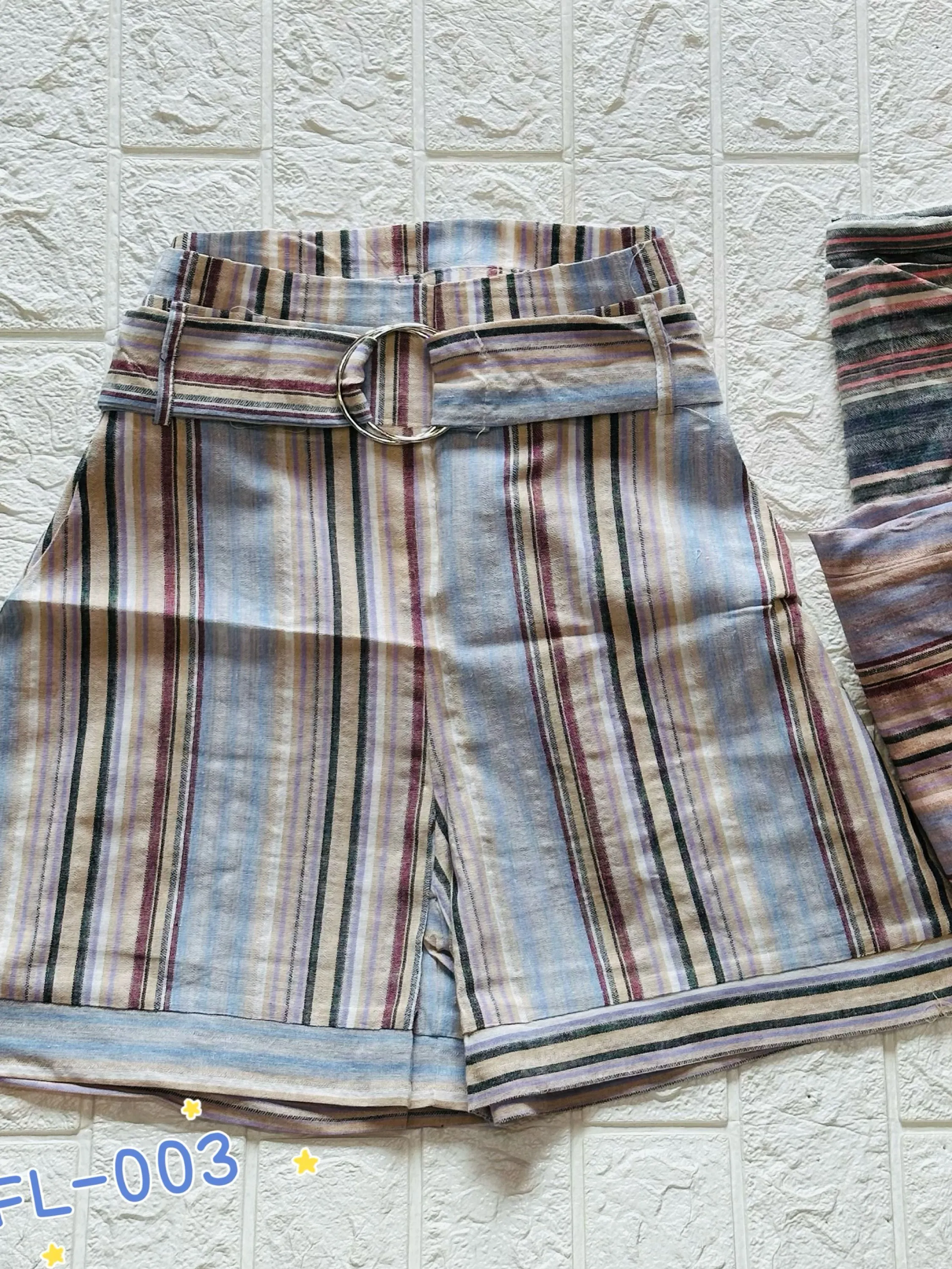 Short de linho listradas FL-003