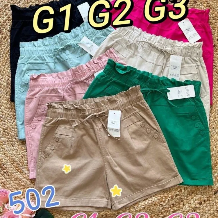 Short Plus Size de sarja com elastano Flora 502