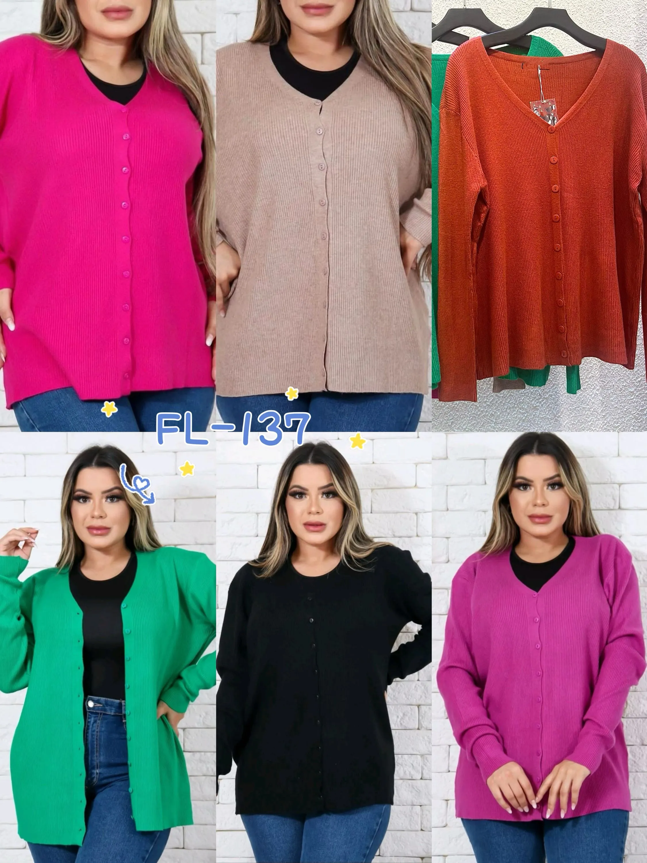 Plus size casaquinho de lãzinha modal canelada importado FL-137