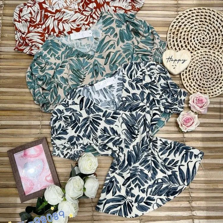 Blusa de crepe manga curta promoção Flora 98089