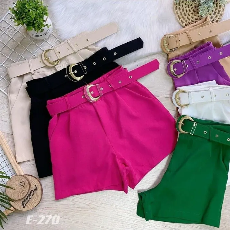 Short de alfaiataria com cinto promoção