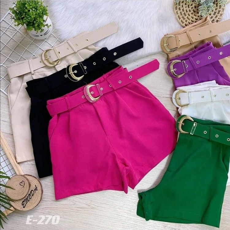 Short de alfaiataria com cinto promoção