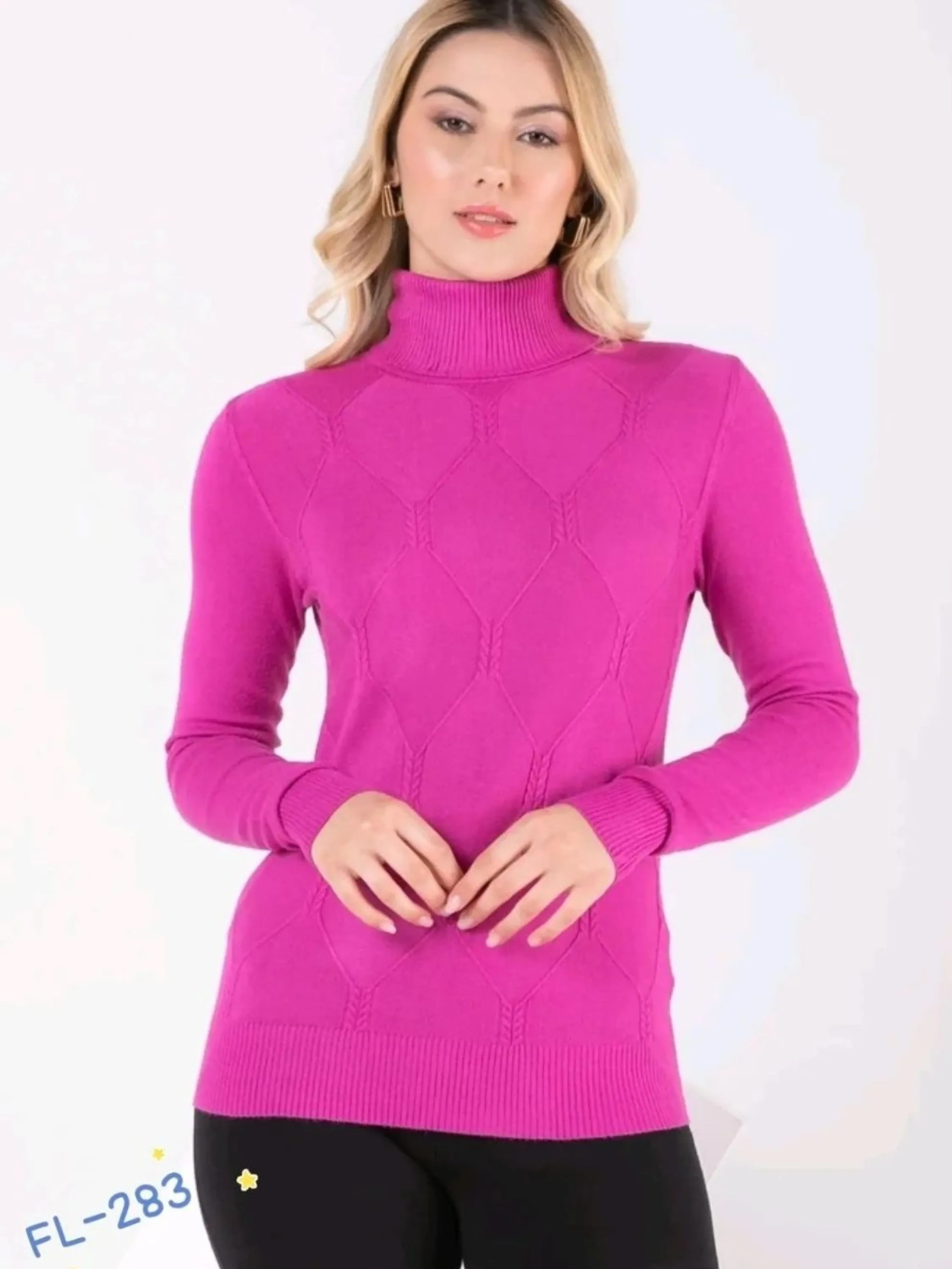 Blusa modal de lã gola alta importado 283