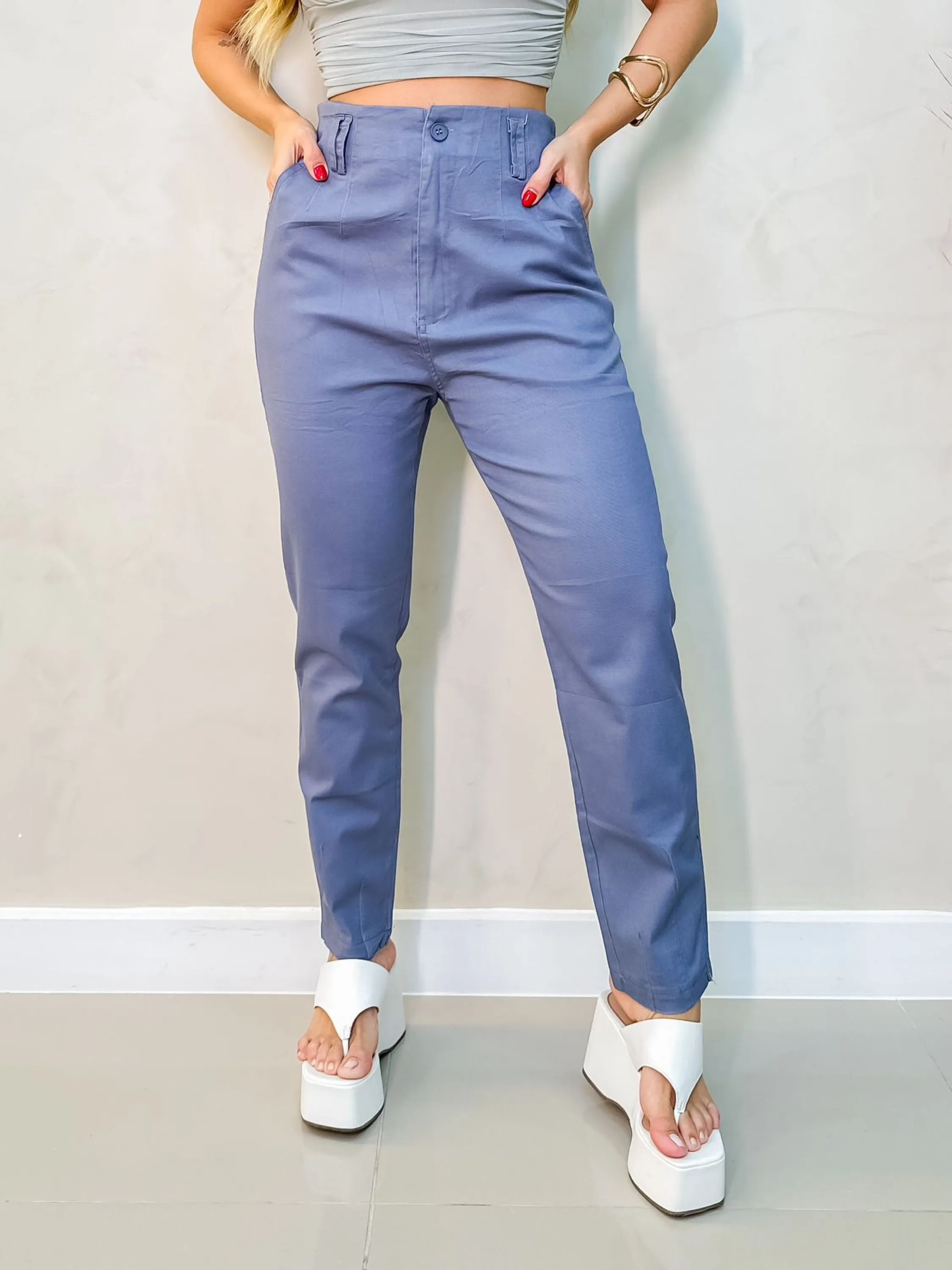 Calça de sarja com elastano Flora FL-770