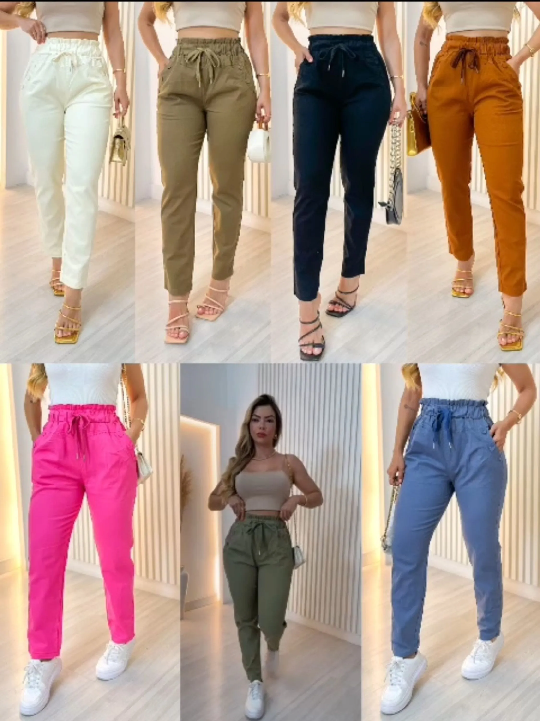 Calça de sarja com elastano Flora FL-768