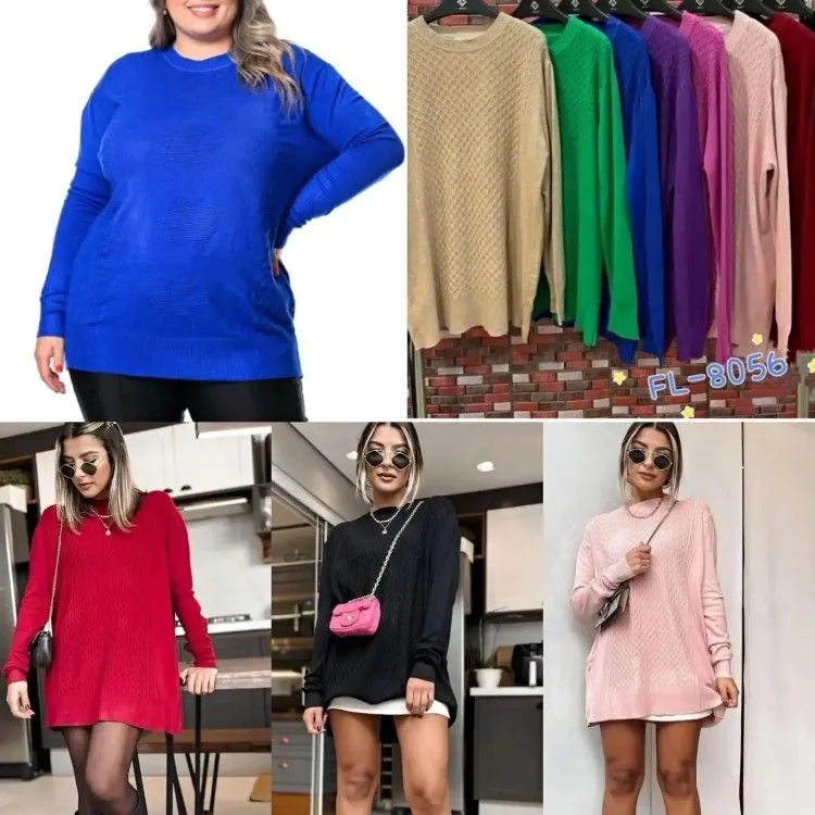 Blusa Plus Size modal de lã importado Flora 8056