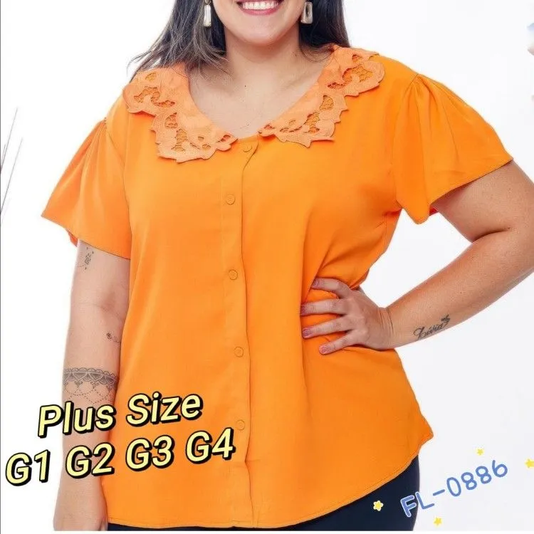 Blusa Plus Size de crepe Flora 0886