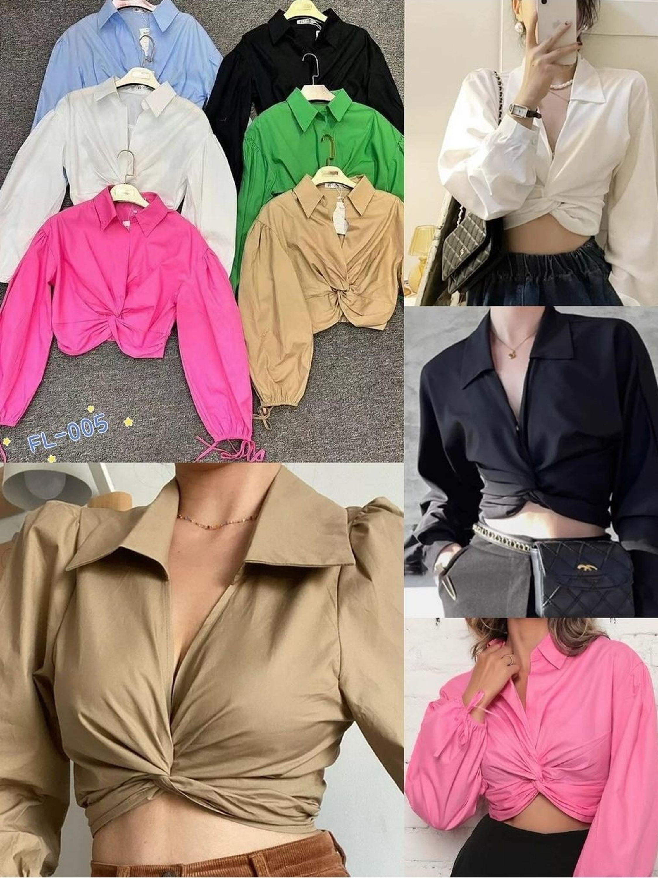 Blusa Cropped camisa tricoline Flora sf005