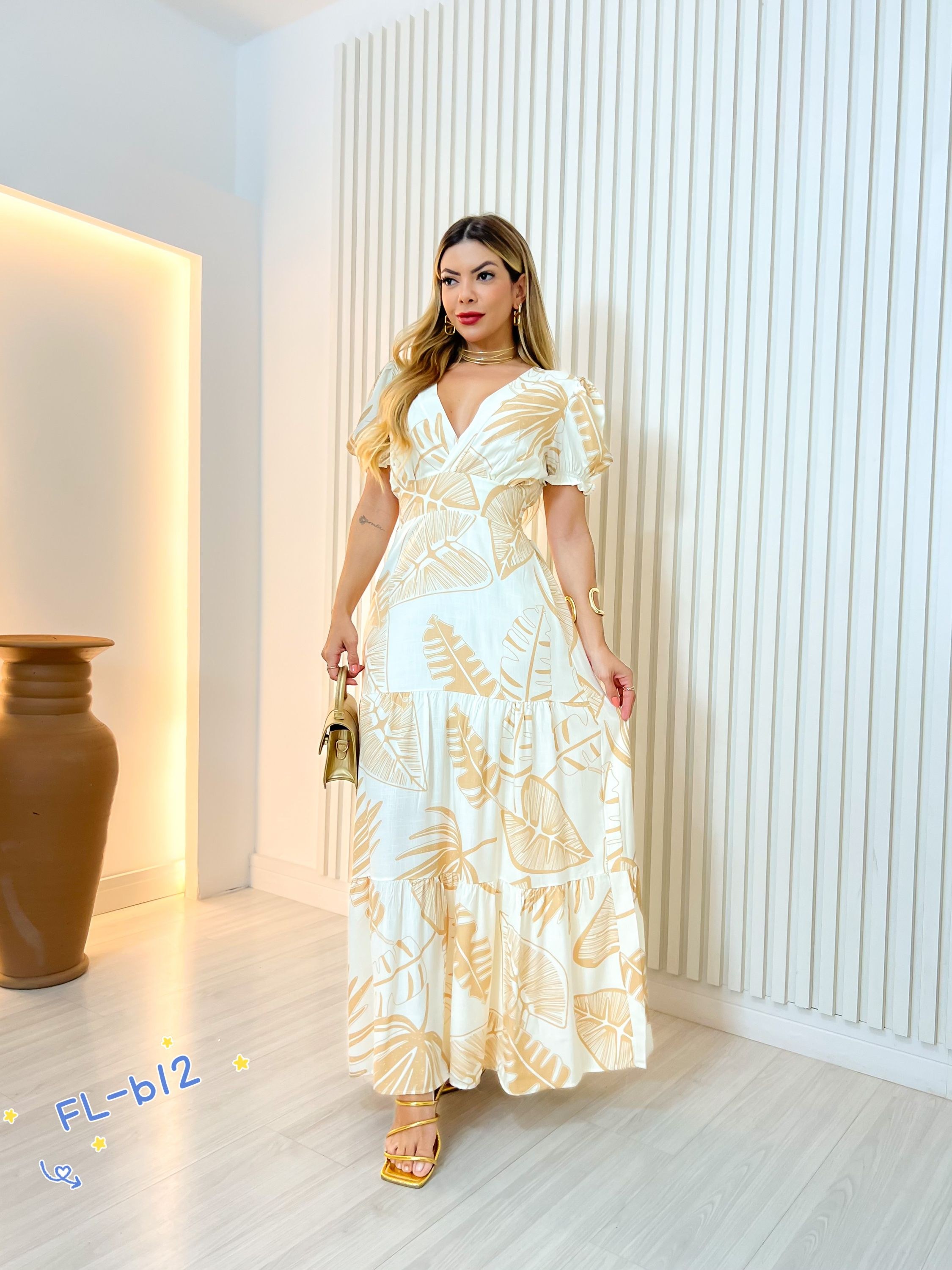 Vestido longo estampado Flora FL-b12 - Flora | ZAX