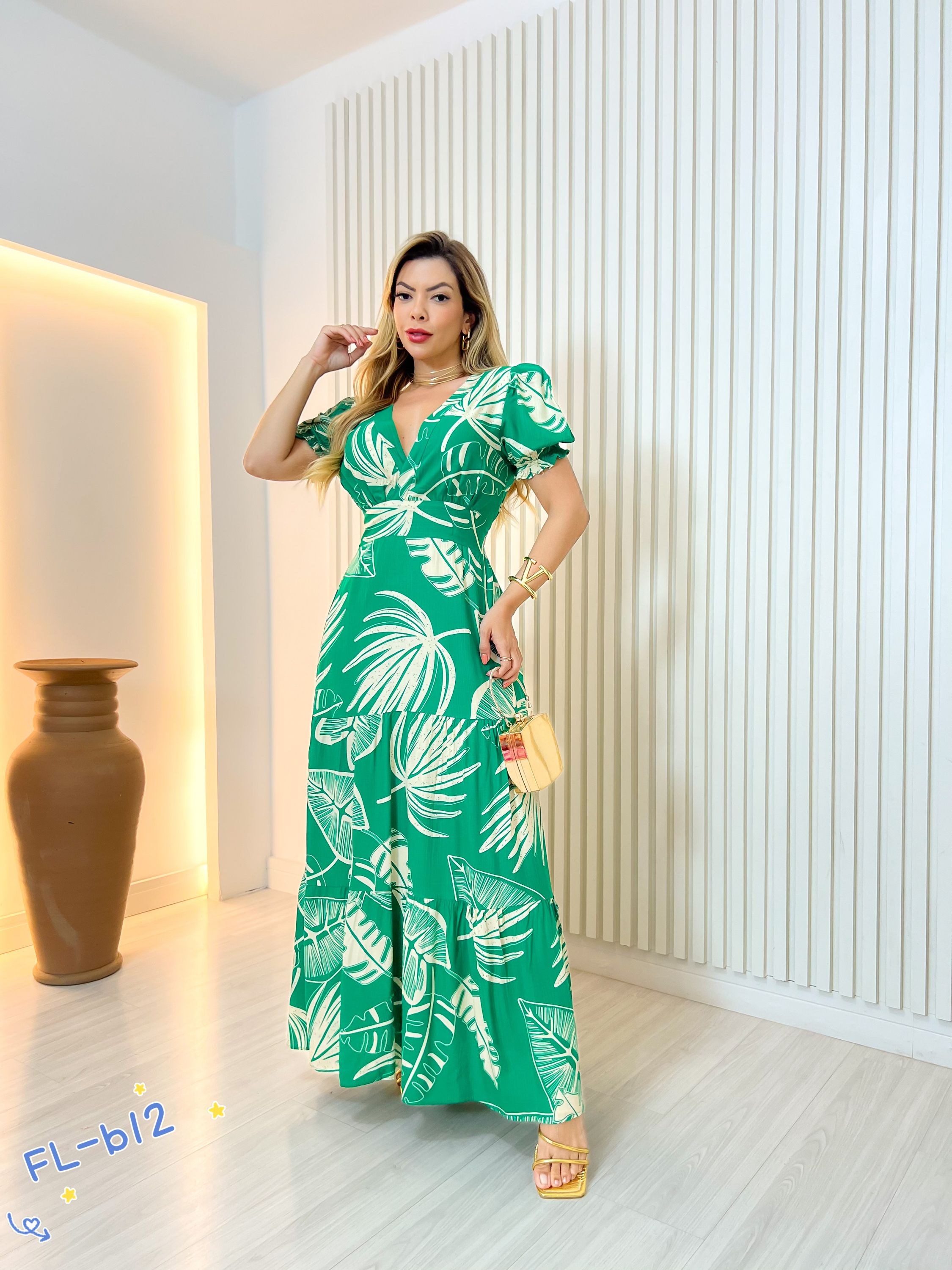 Vestido longo estampado Flora FL-b12 - Flora | ZAX