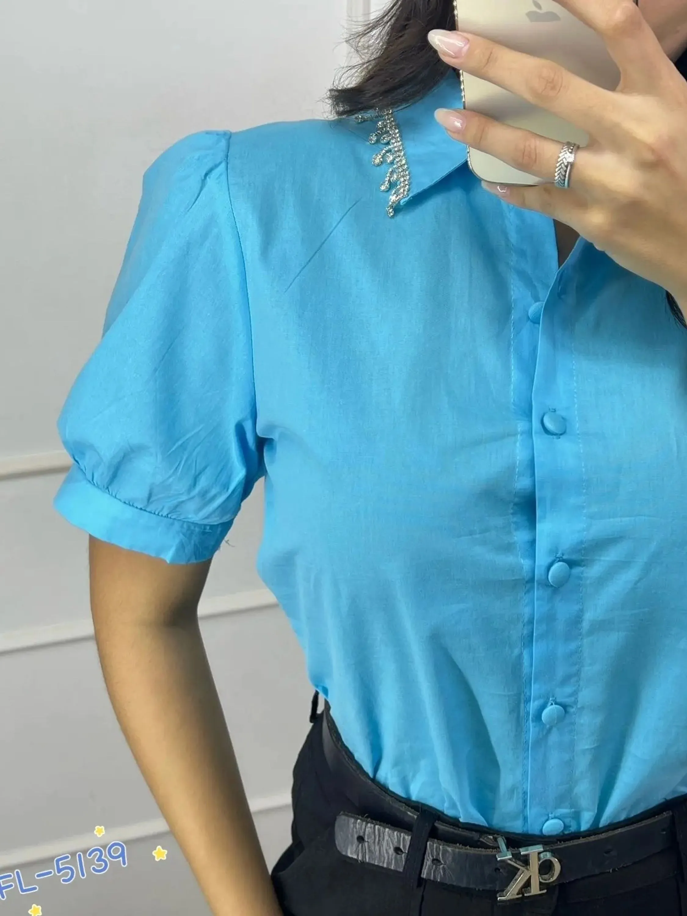 Blusa Camisa de linho com pedraria FL-5139