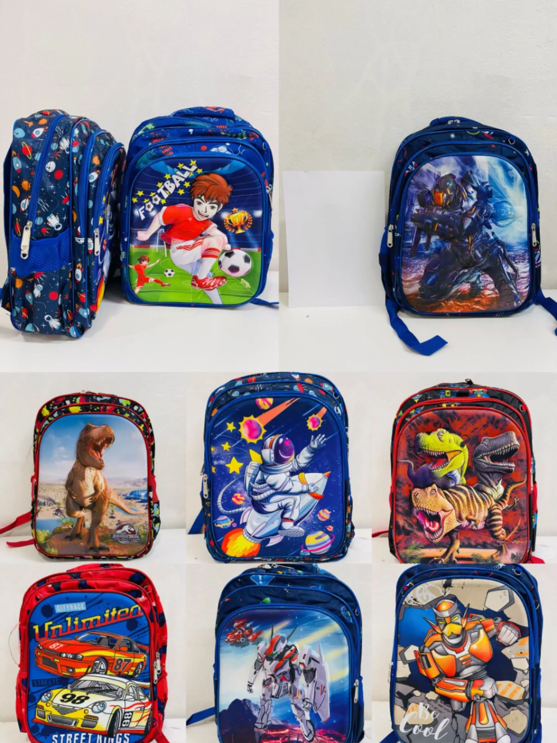 201/202 Mochila Infantil Impermeável De 16 Polegadas Bolsa Escolar 3D Menino Bonito Dos Desenhos Animados - Cor Aleatória