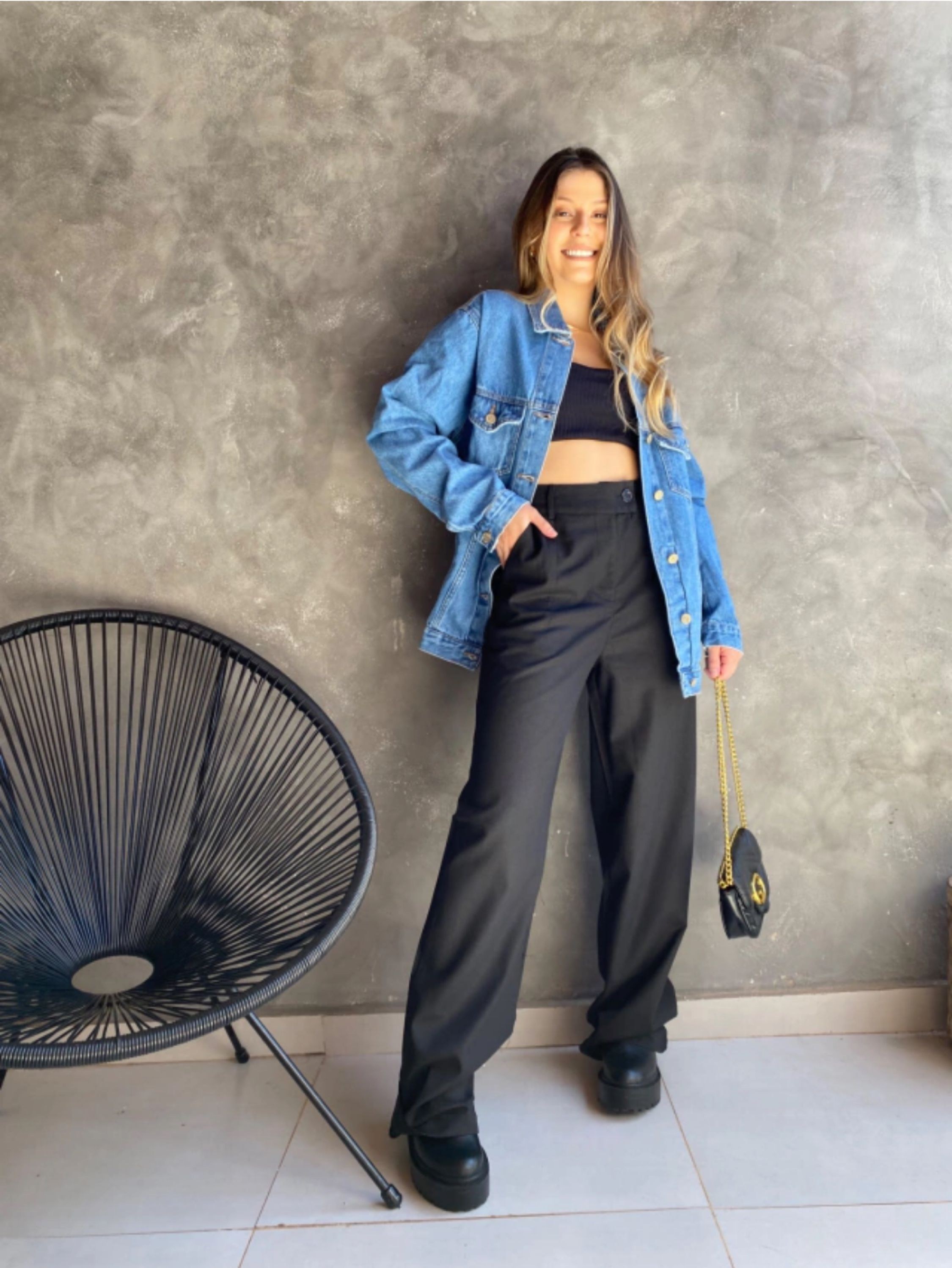 Calça pantalona de linho FW fashion