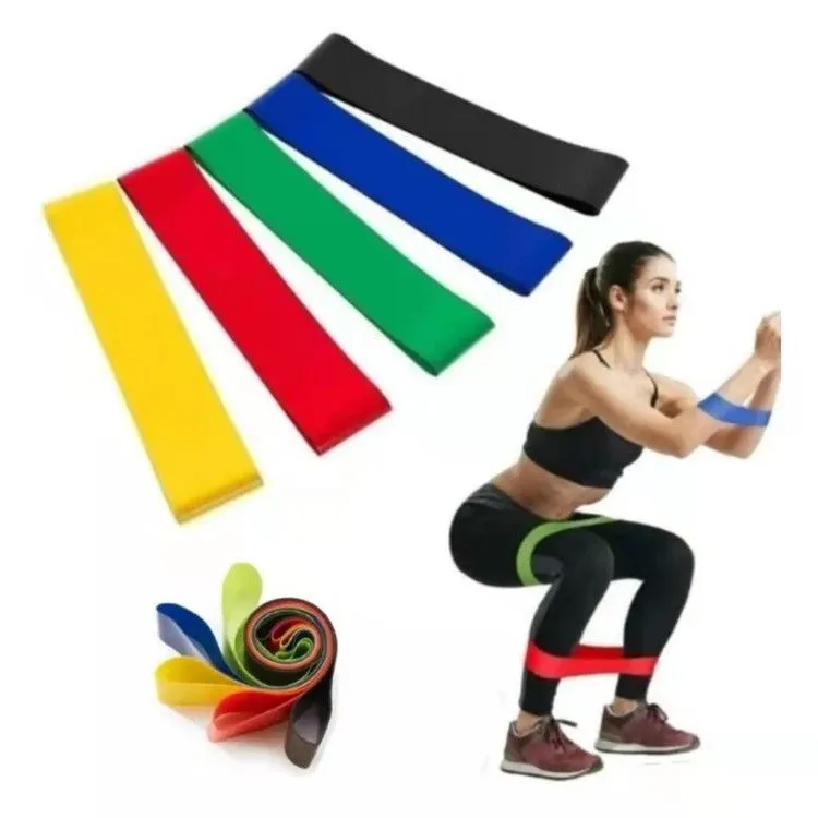 Faixa Elastico Para Exercicios KIT/COM 5 faixa  Band Treinos Fisioterapia Yoga Funcional Fitness Academia e Musculação