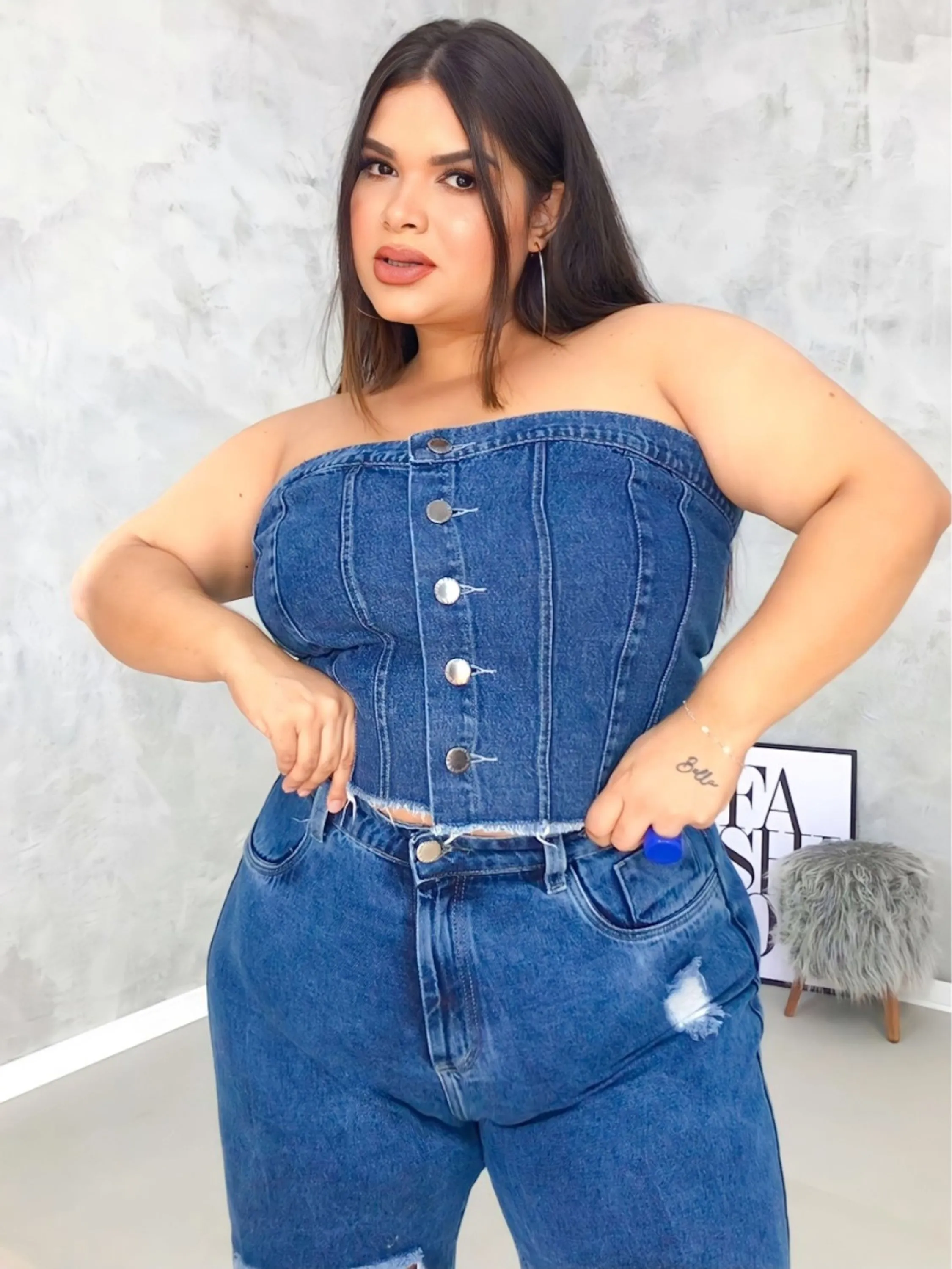 Cropped Jeans Plus Size 2176