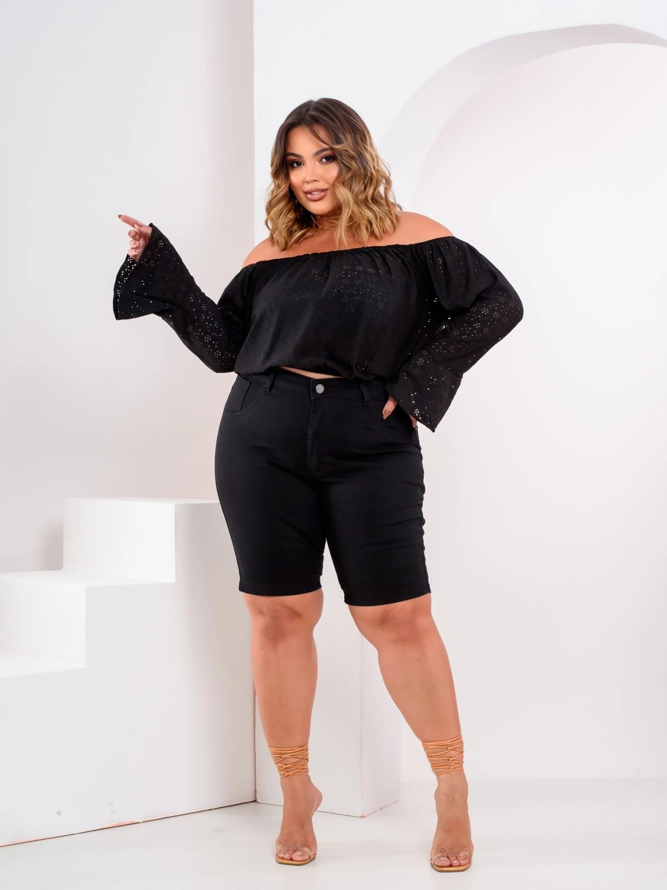 Bermuda Ciclista Preto Plus Size 46 ao 60 - 2157