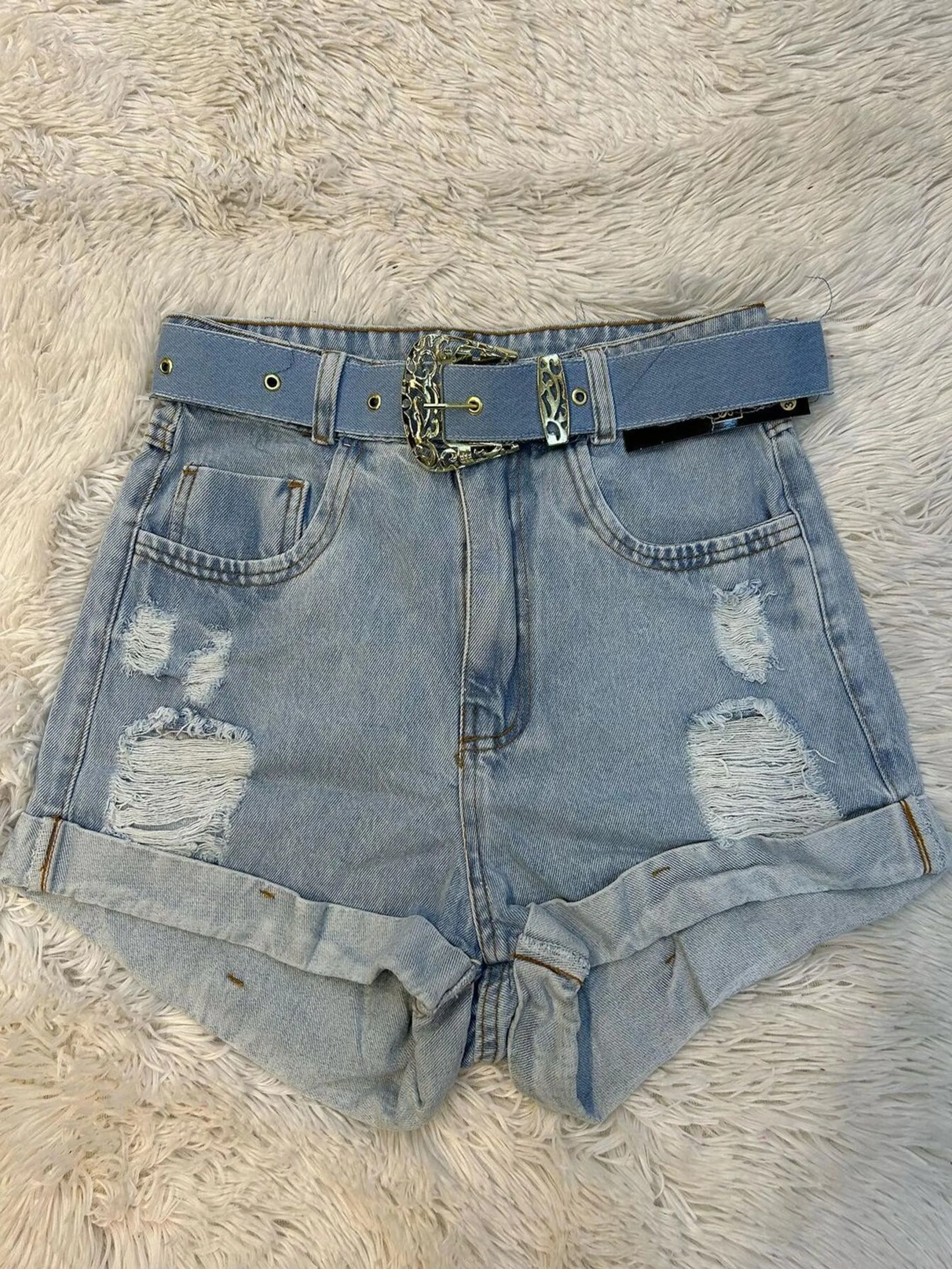 Short Jeans Com Cinto  Premium Tam 36 ao 44 Luxo kit com 5