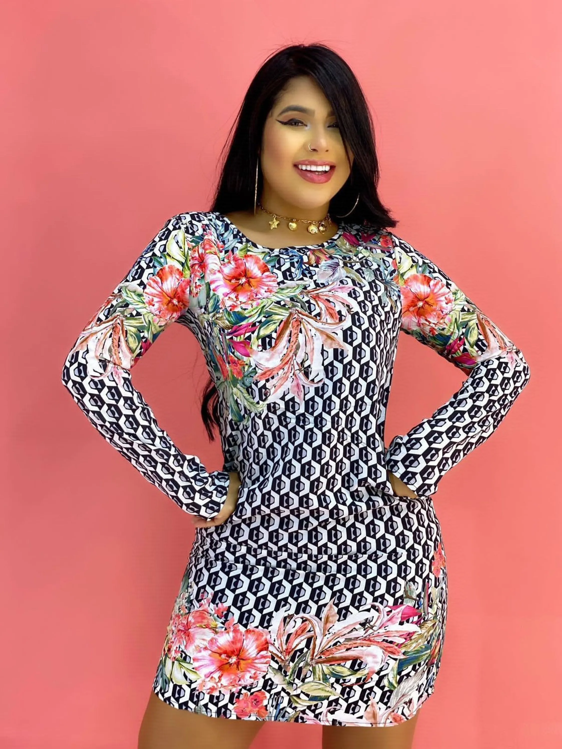 Vestido estampado, várias estampas