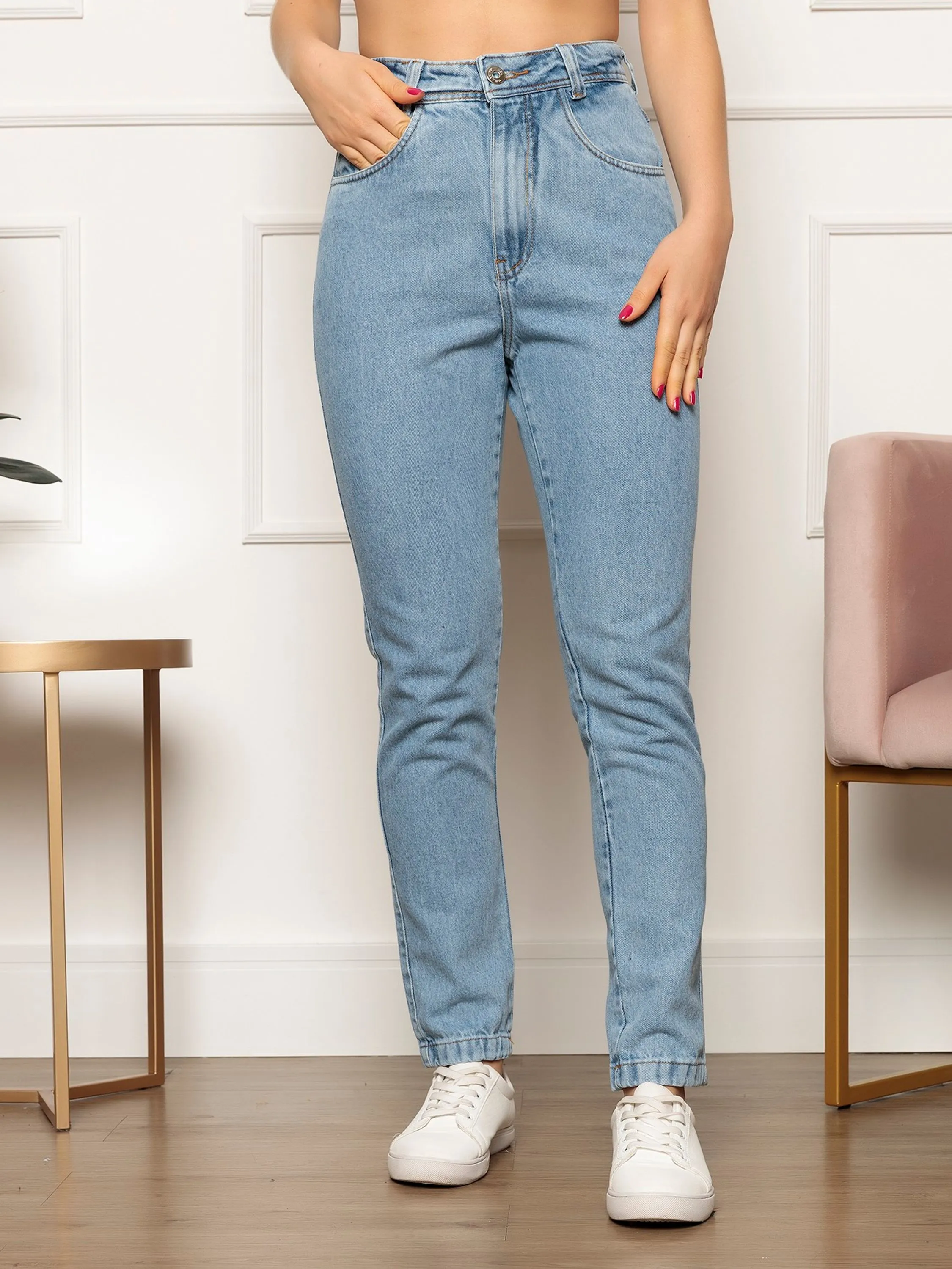 Calça Jeans Mom Feminina Gaven Média