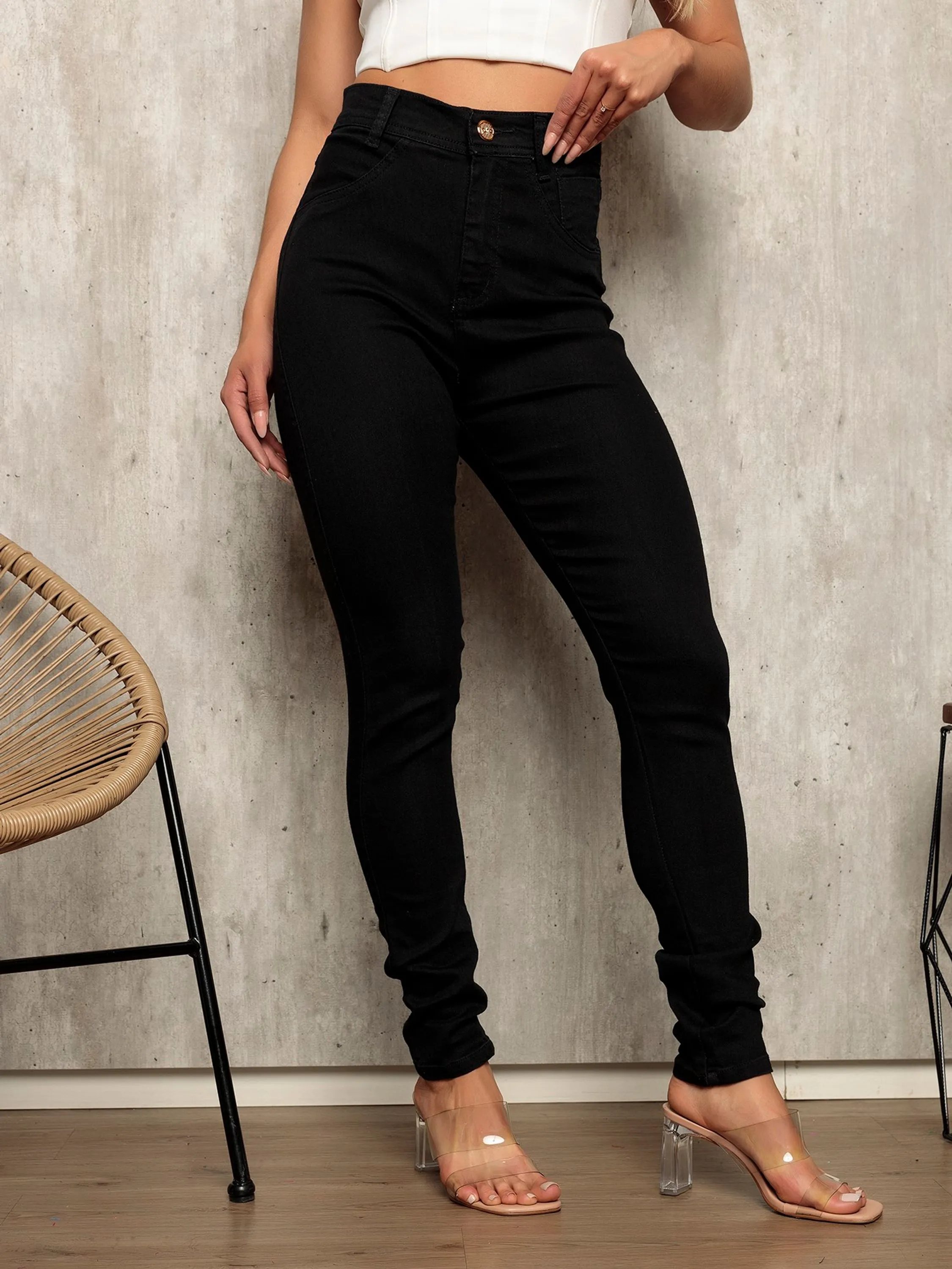 Calça Jeans Feminina Skinny Gaven Preta