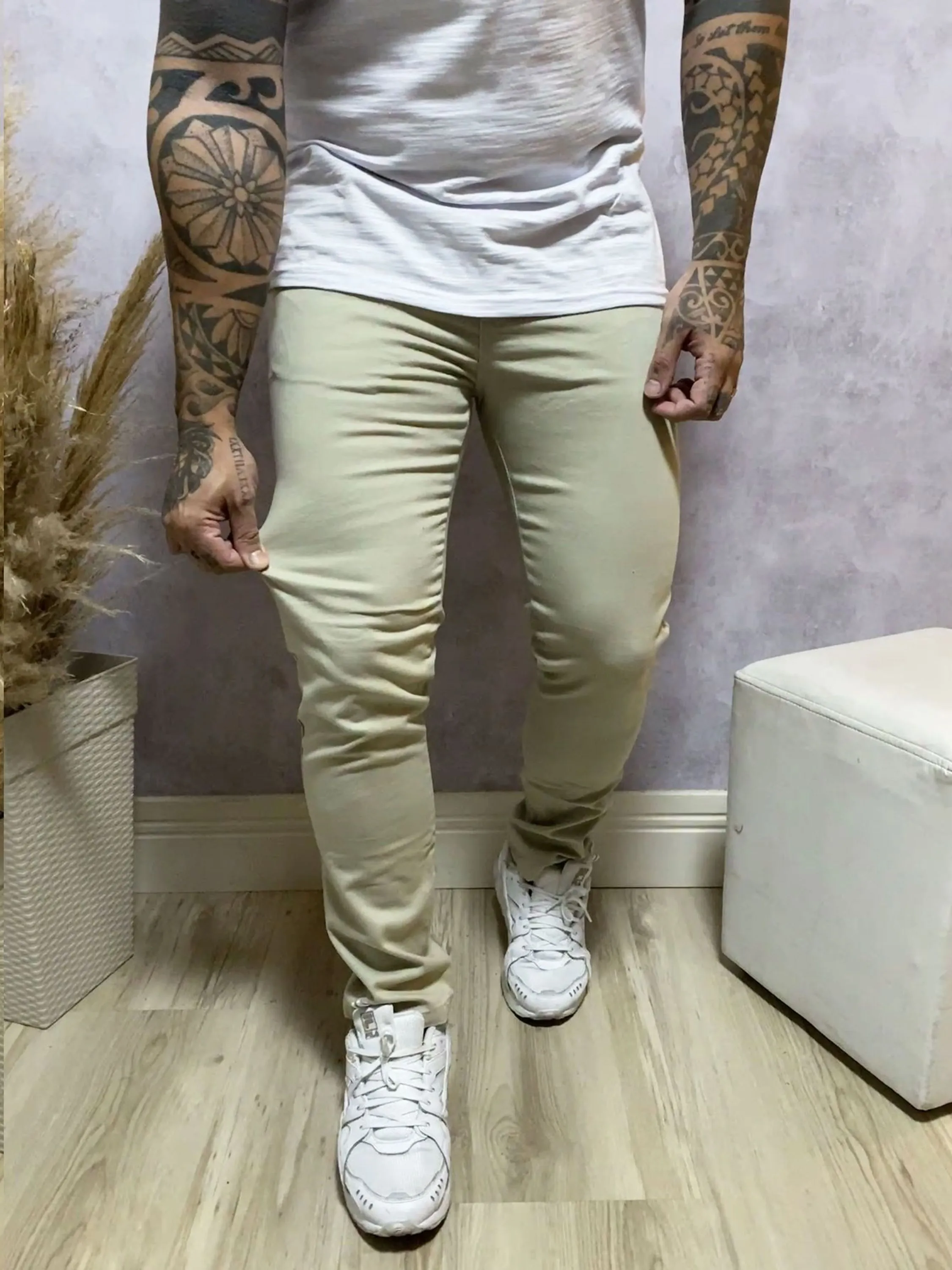 Calça Masculina Sarja Gaven Creme