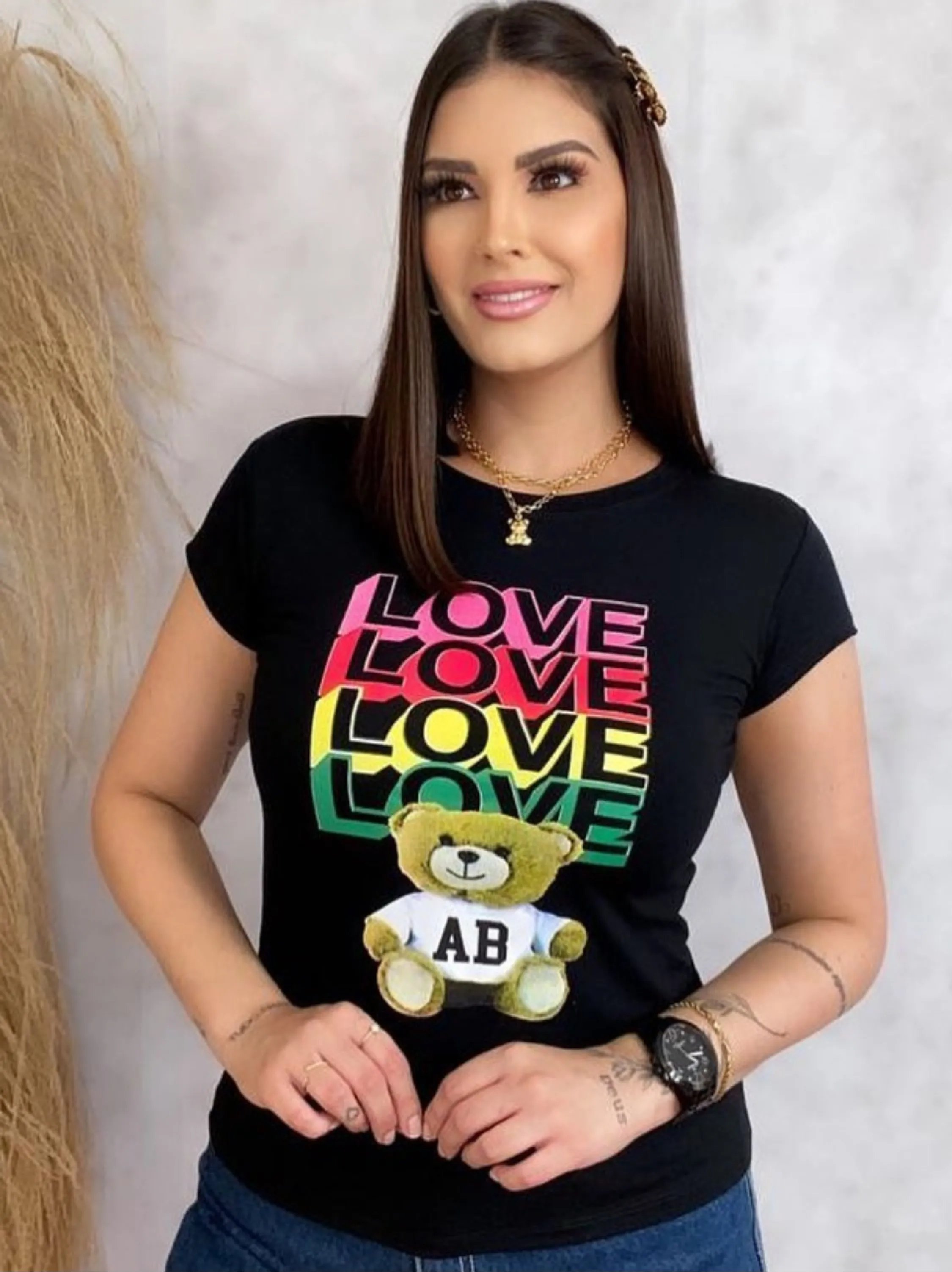 Blusa t shirt ursinho love