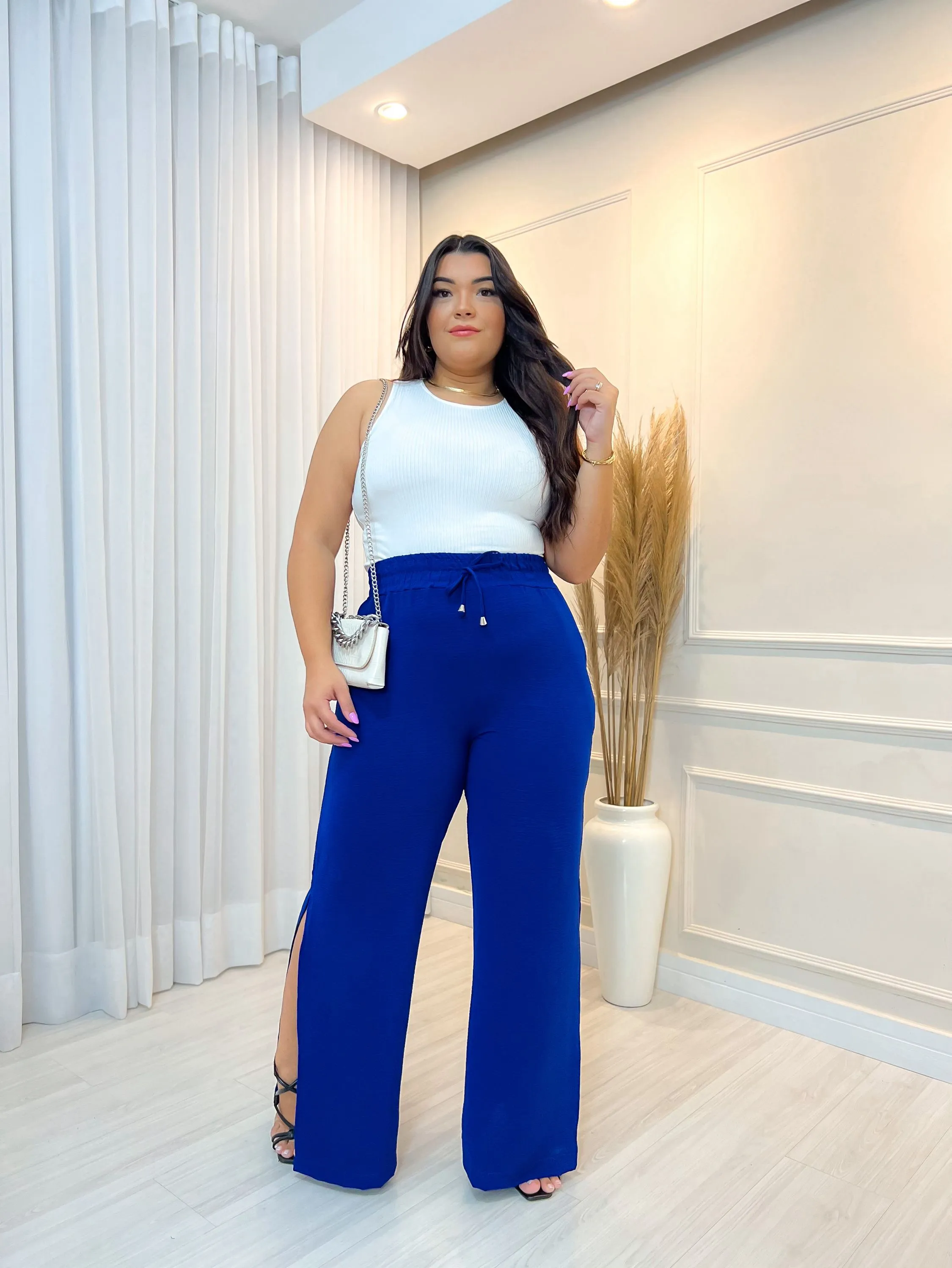 X-160 Calça Pantalona duna Plus size Gloria W&Y