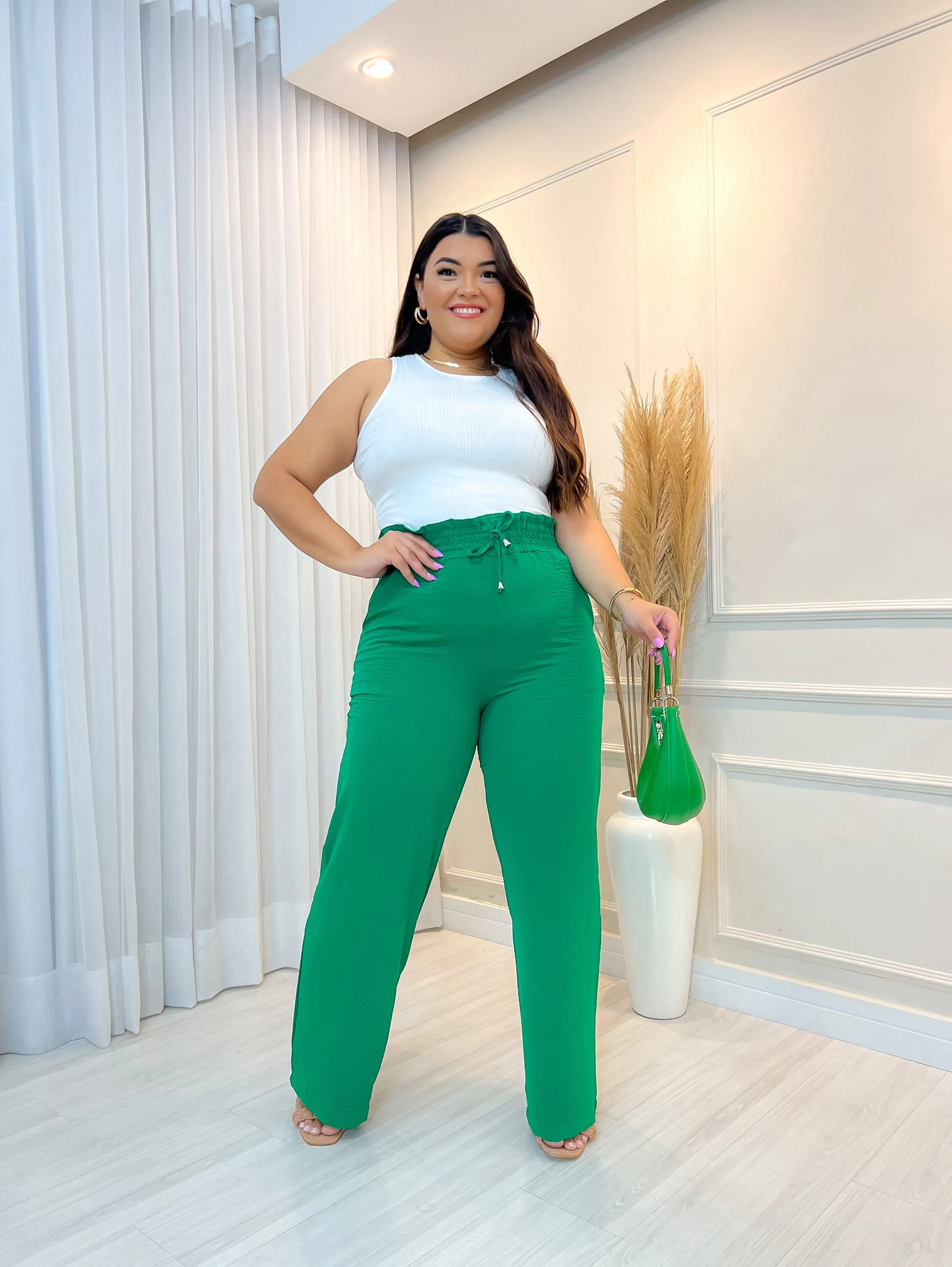 X-158 Calça Pantalona duna Plus size Gloria W&Y