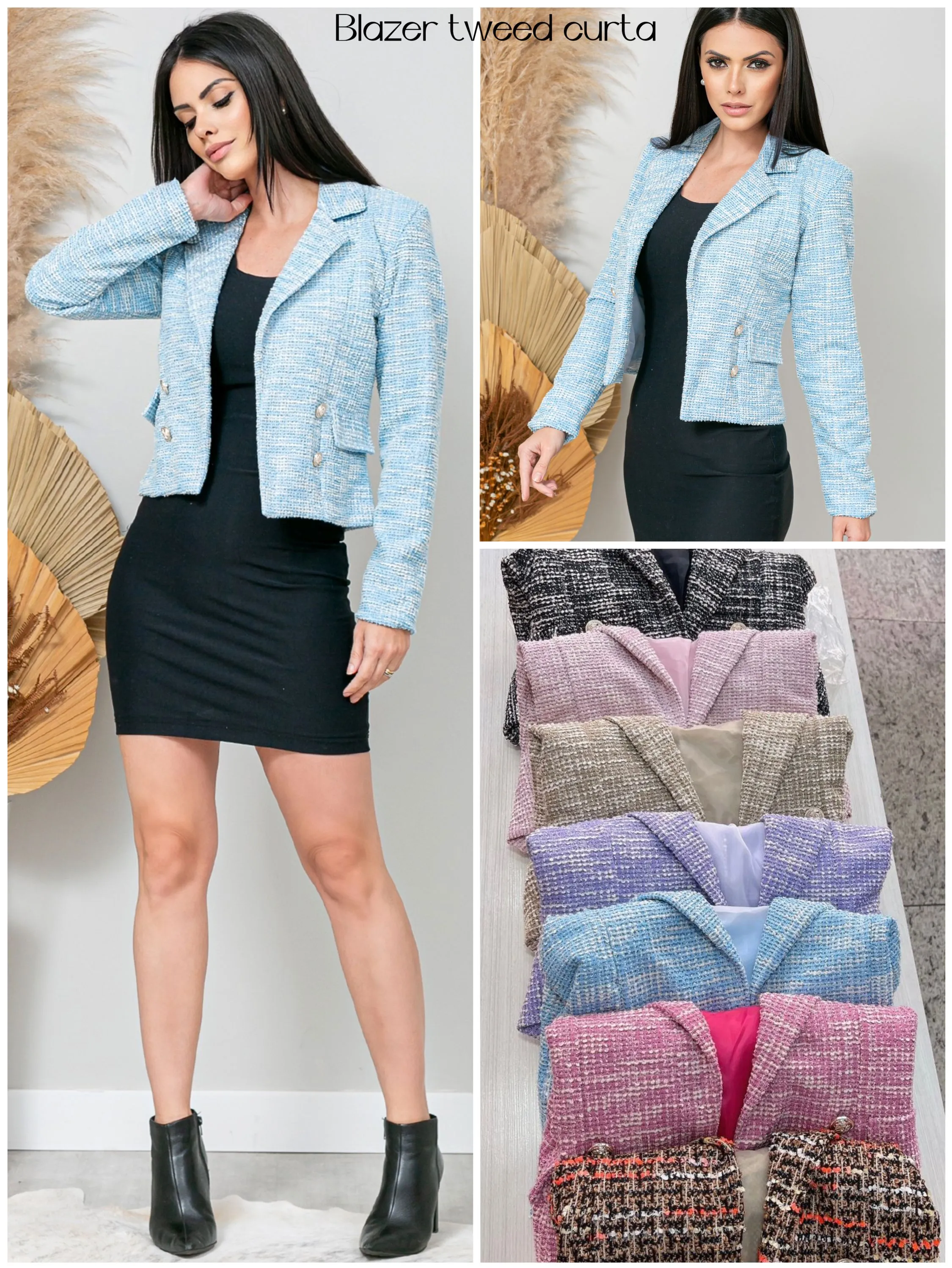 Blazer tweed curta feminina , com forro #06