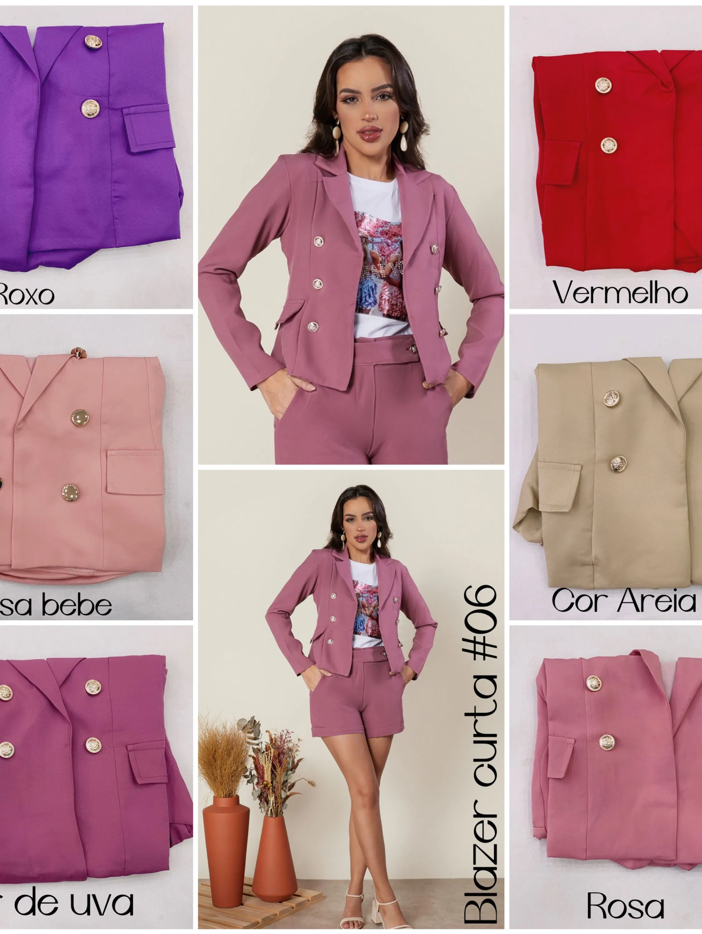 Blazer curta alfaiataria feminina com forro #06