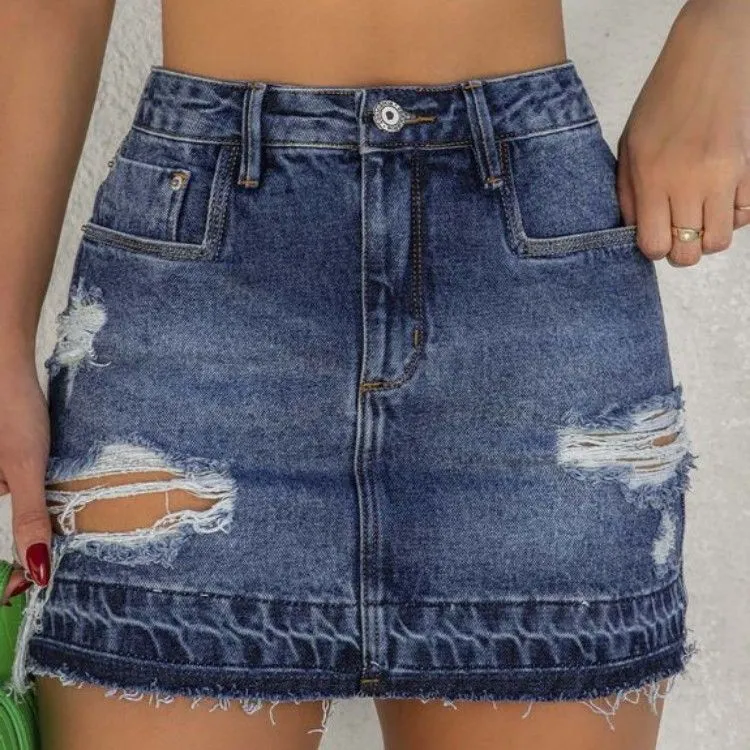 Mini Saia Jeans com Barra Desmanchada 22485