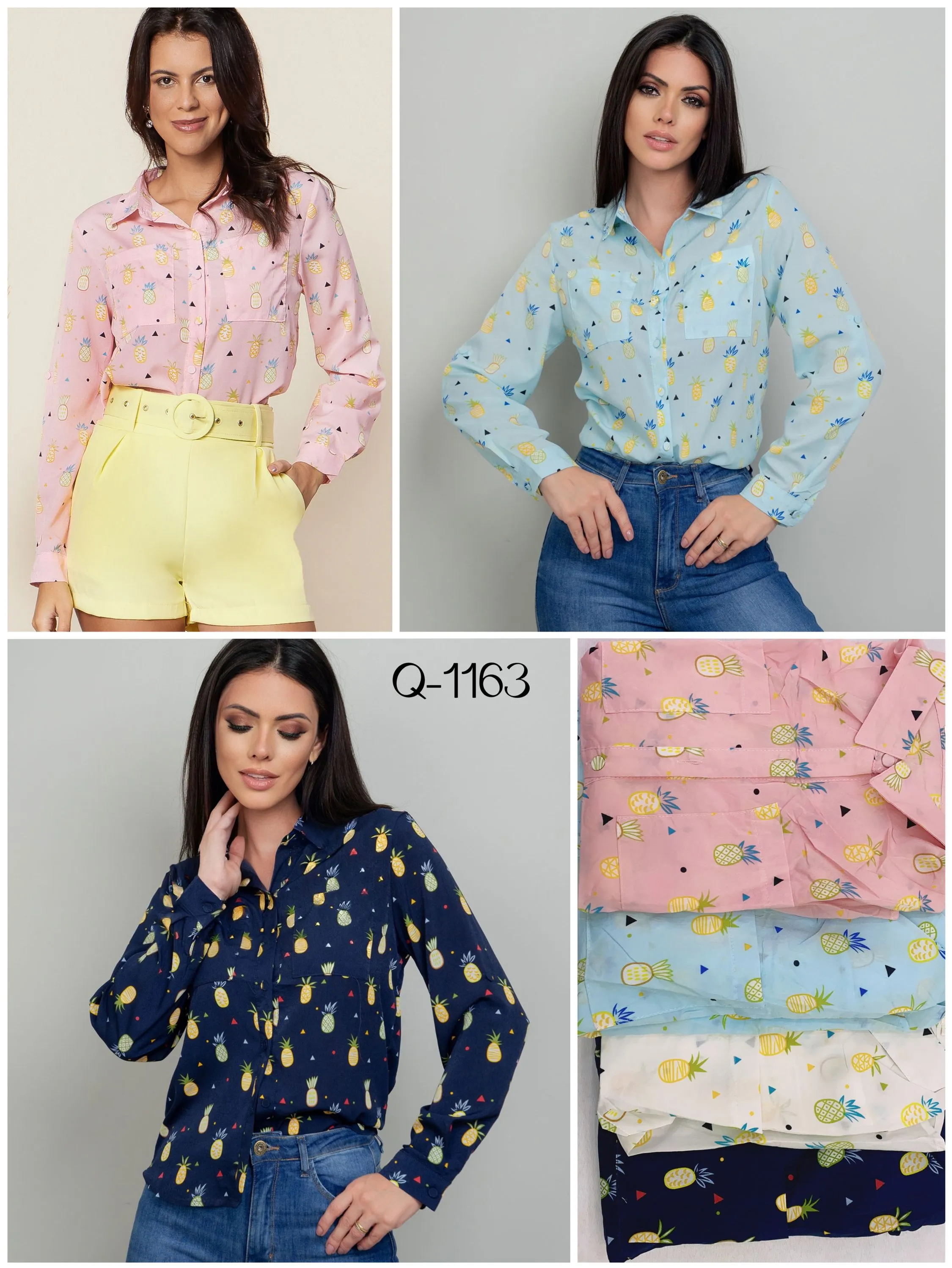 Camisa feminina manga longa Q-1163