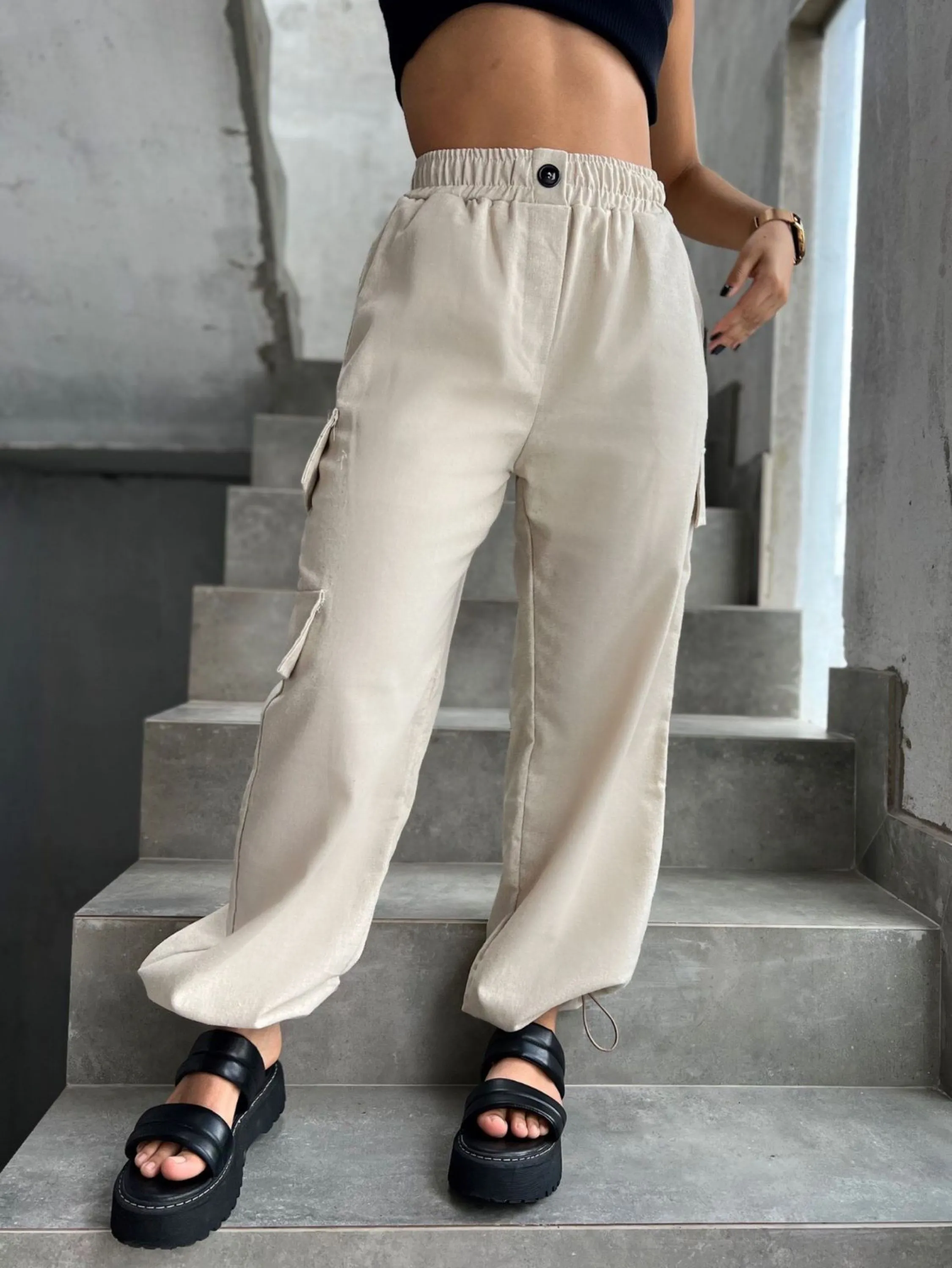 Calça cargo jogger feminina YY2568